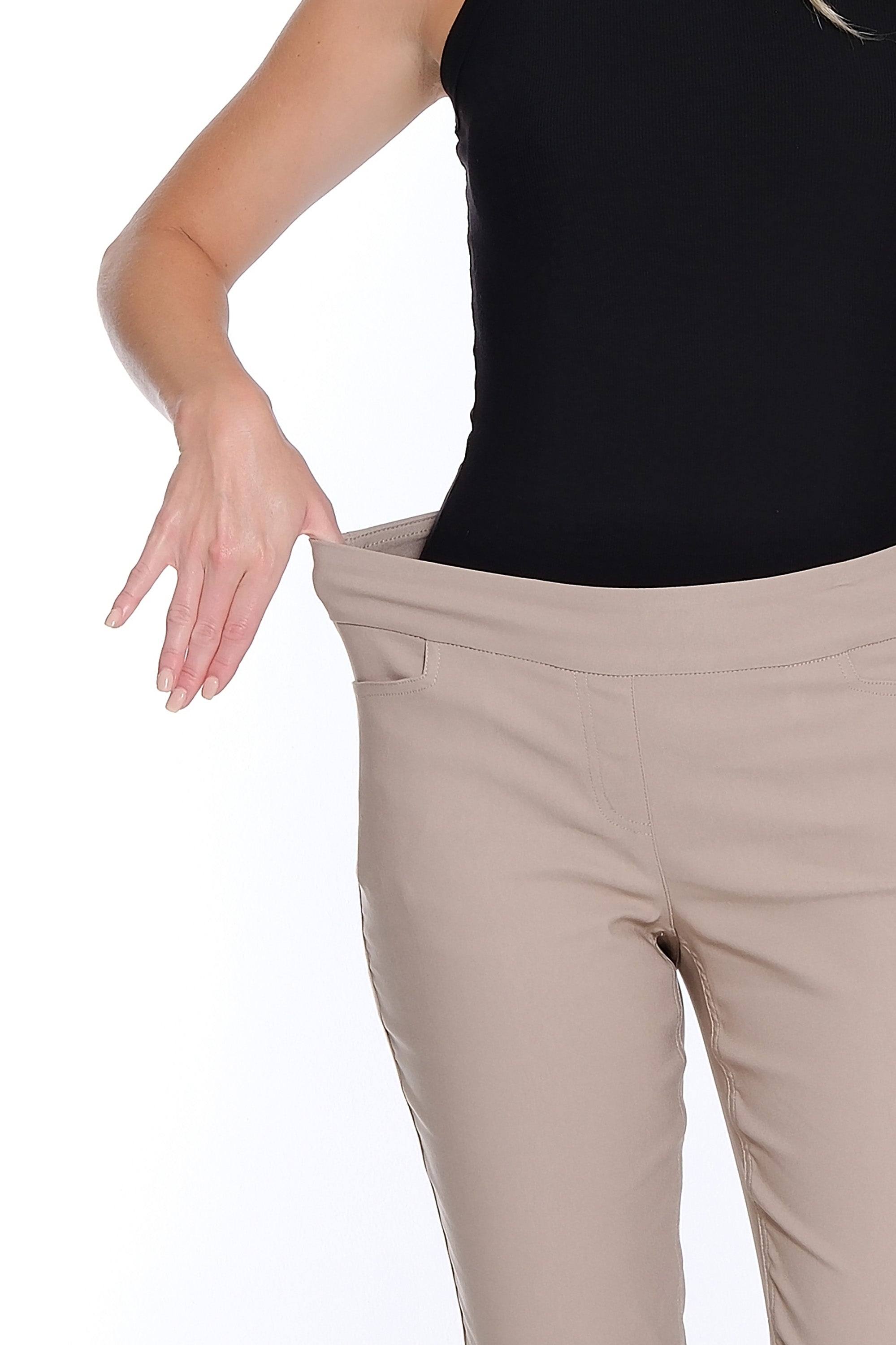 Plus Size Solid Fine Line Twill Ankle Pant - Stone