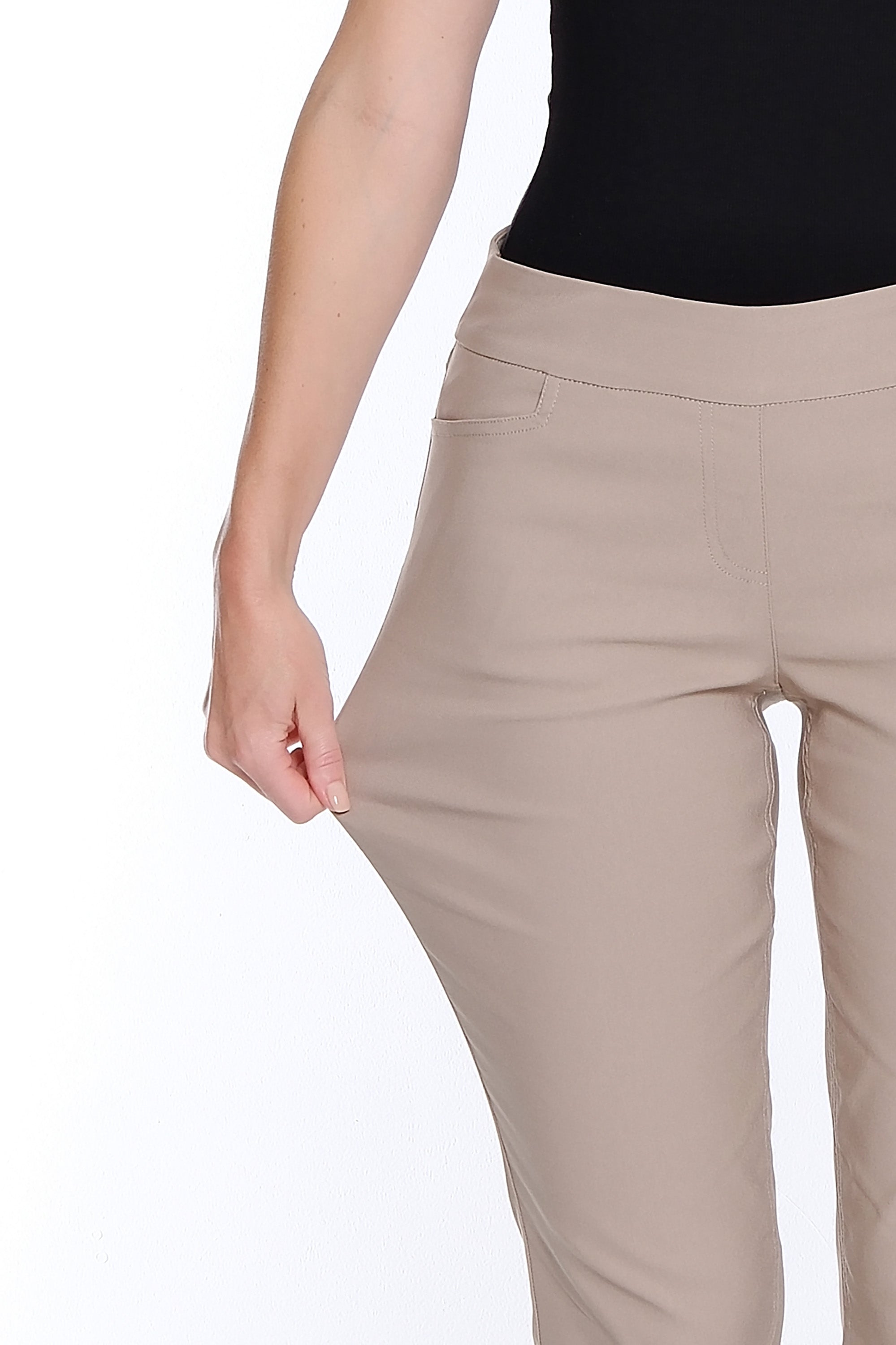 Plus Size Solid Fine Line Twill Ankle Pant - Stone