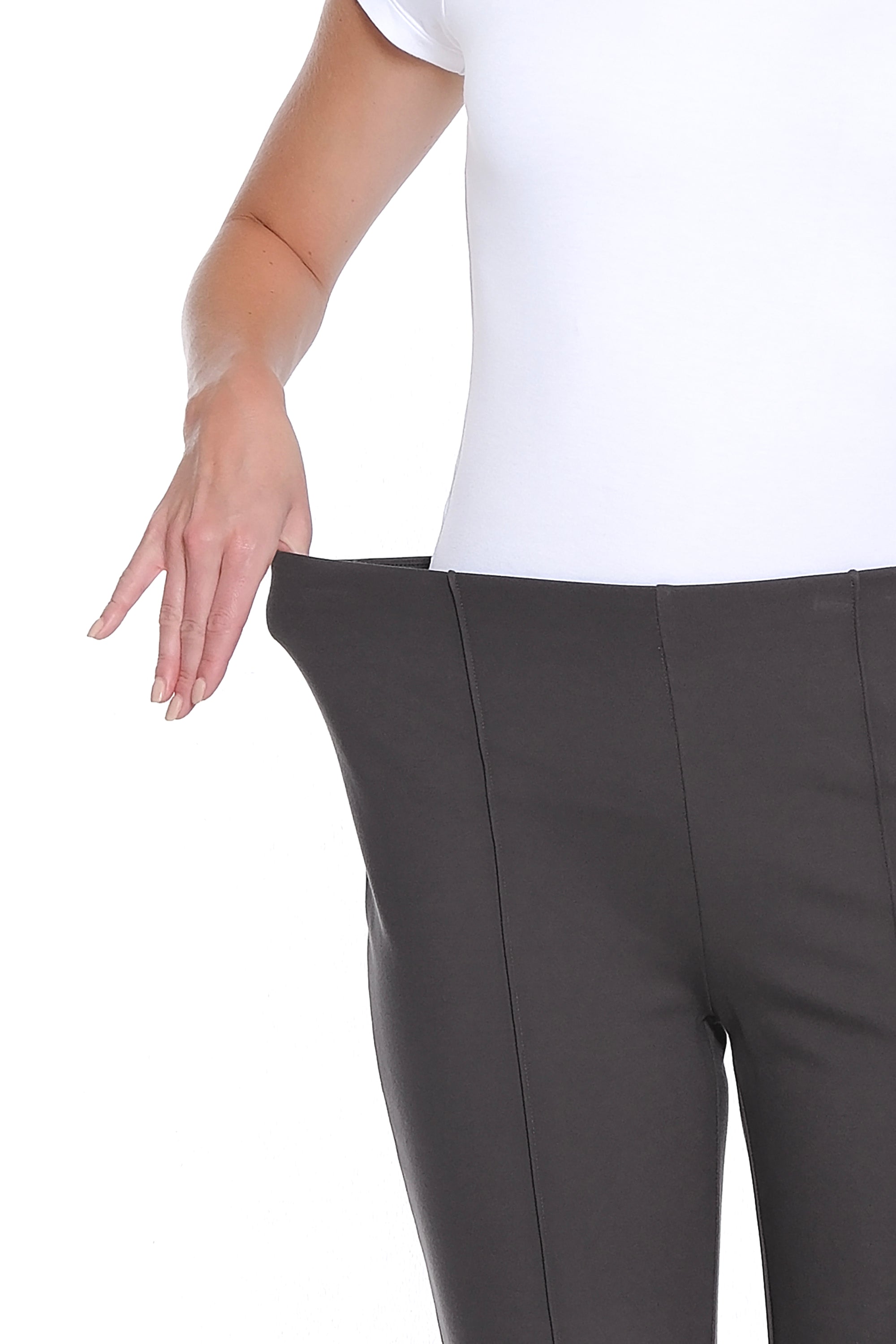 Petite Stretch Ponte Pintuck Flare Leg Pant - Medium Grey
