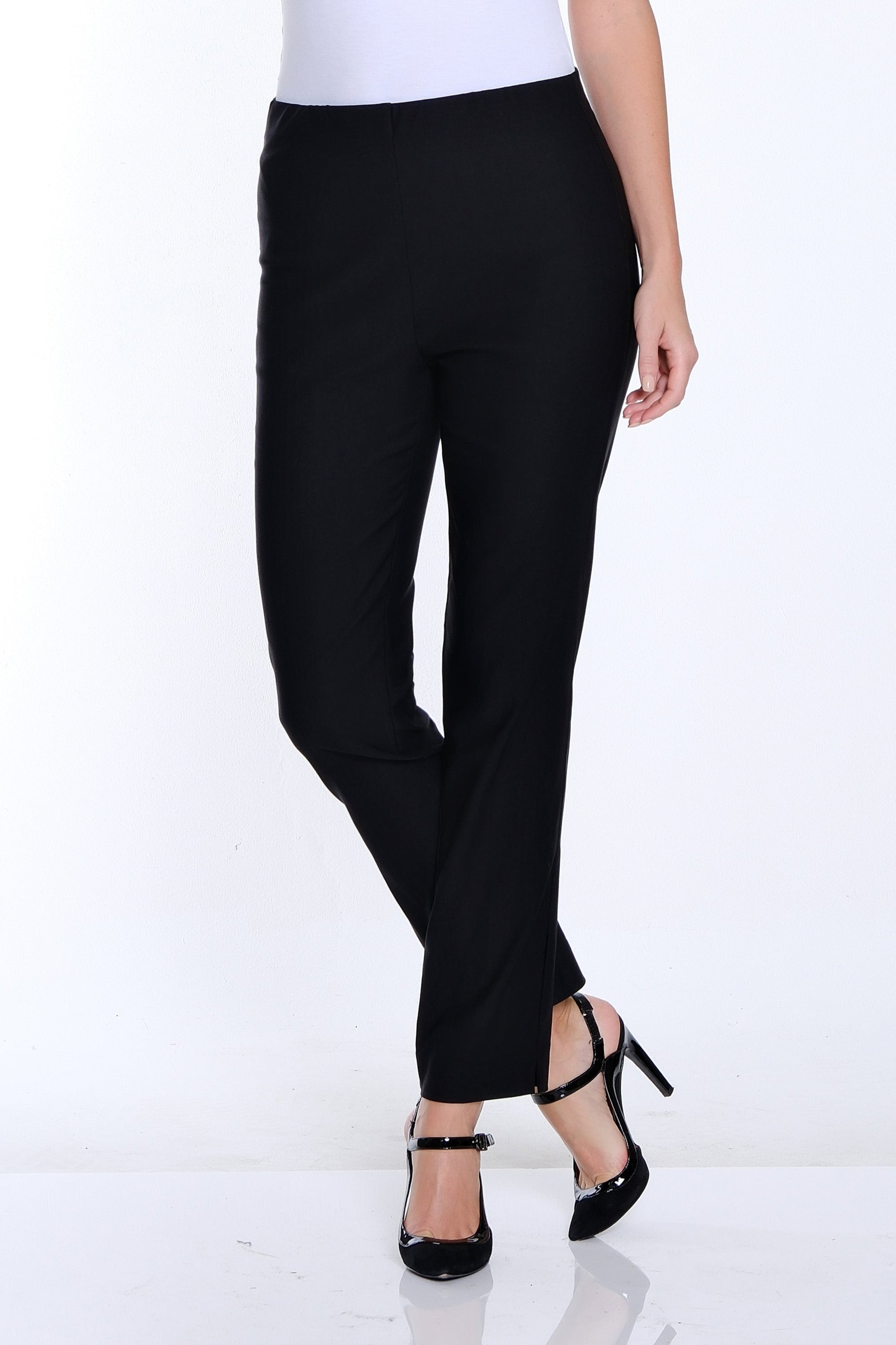 Pull-On Fine Line Twill Ankle Pant - Black