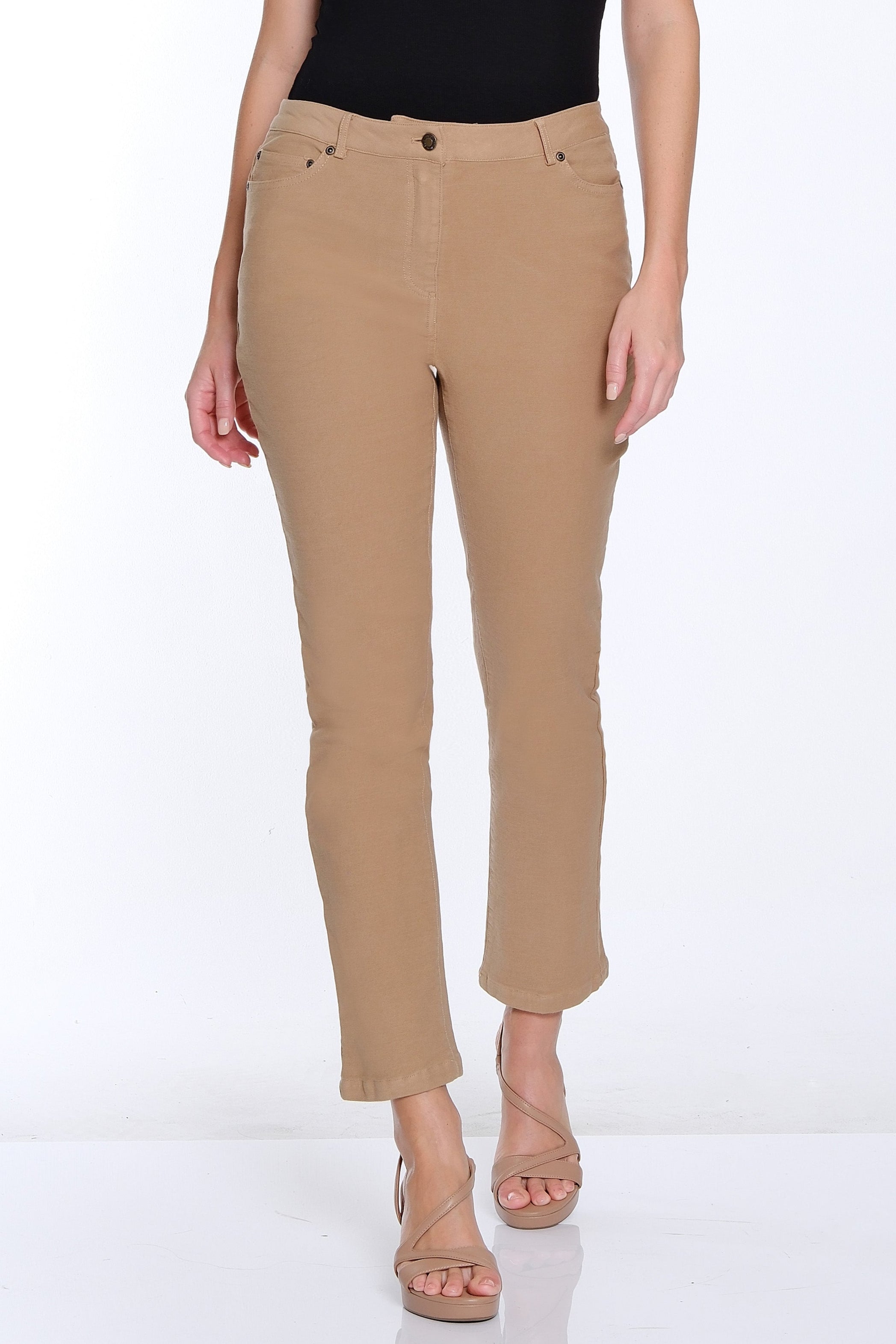 Silk Stretch Denim Ankle Jean - Tan