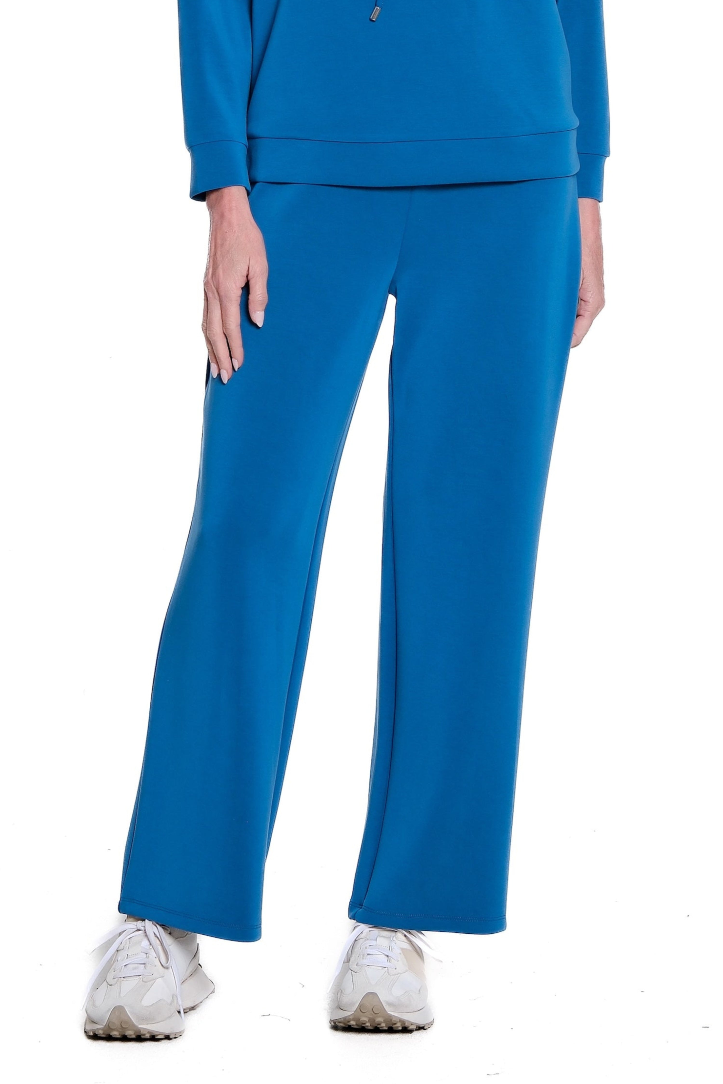 Wide Band Knit Wide Leg Ankle Pant - Plus - Peacock