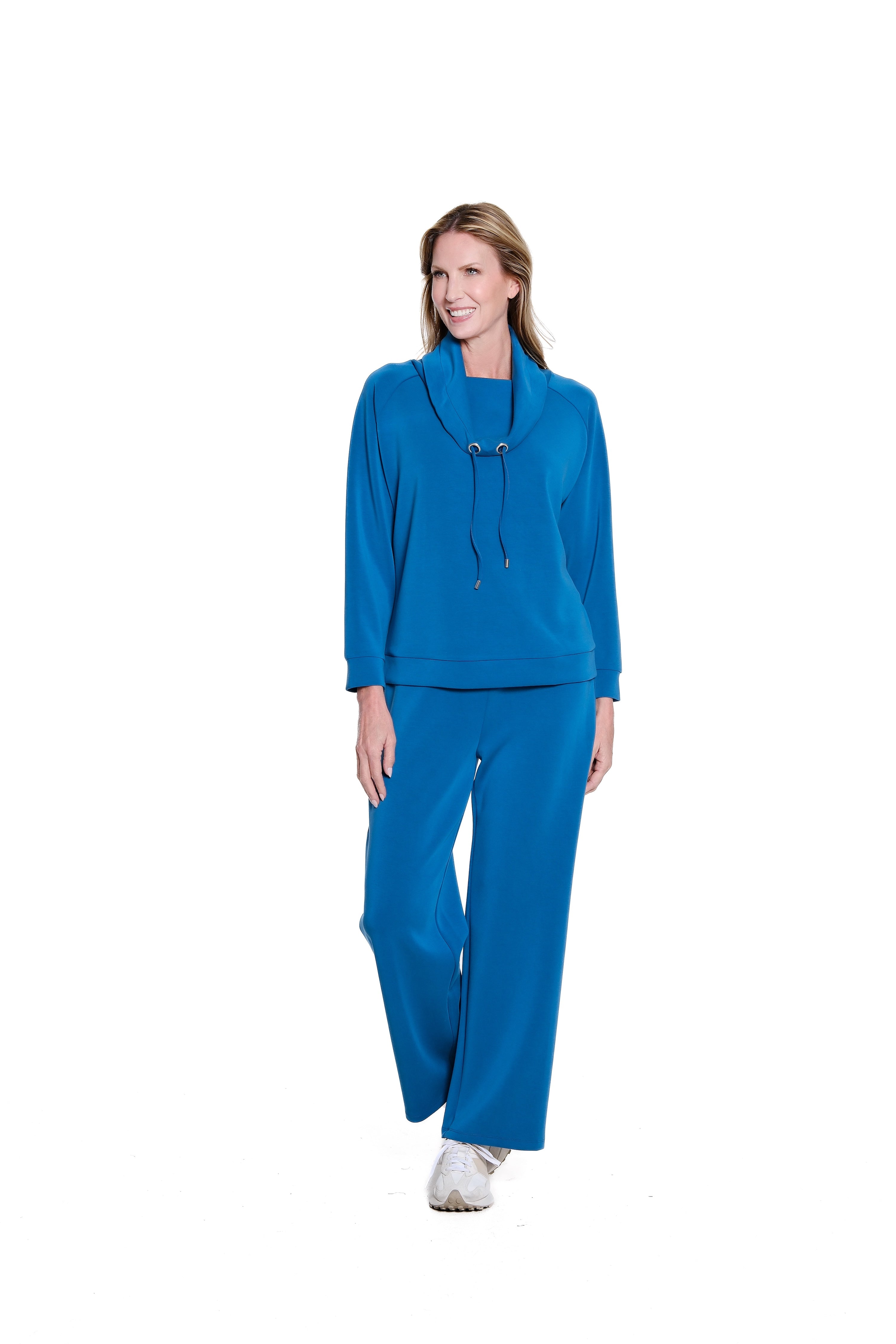 Wide Band Knit Wide Leg Ankle Pant - Plus - Peacock