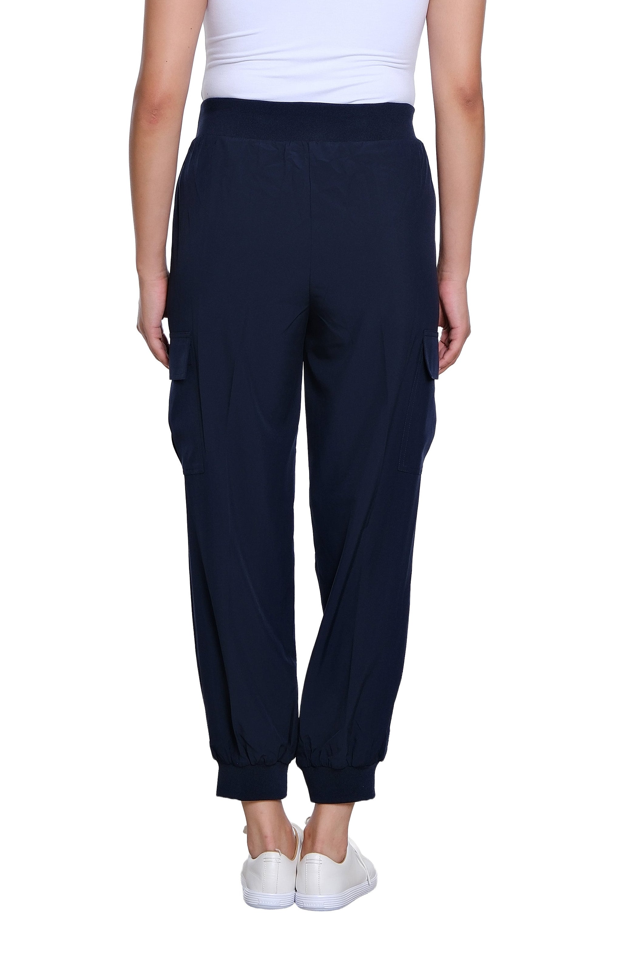 Elastic Waist Pull On Cargo Jogger Woven Ankle Pant - Midnight