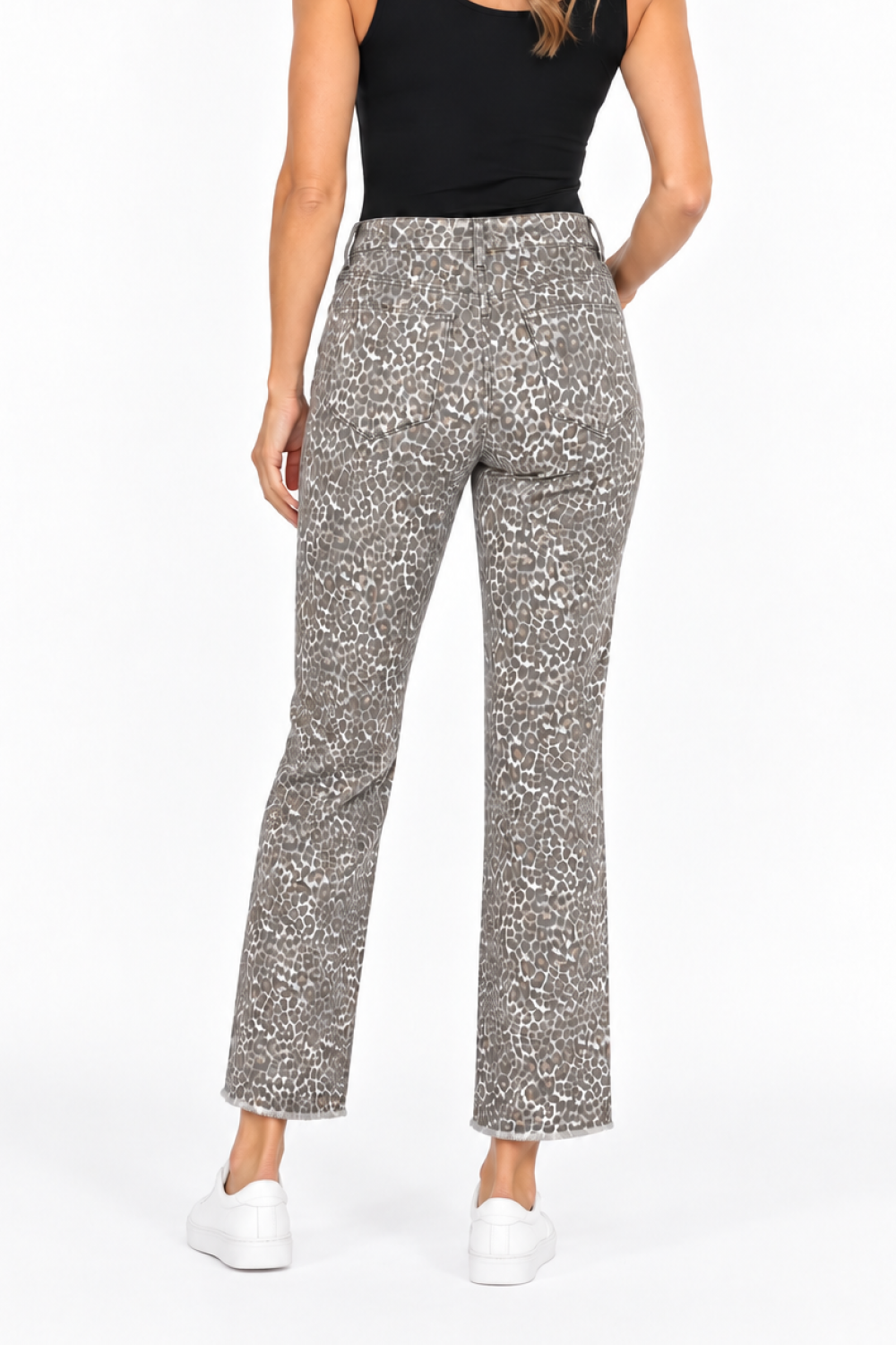 Grey Animal Seamed Denim Ankle Jean - Petite