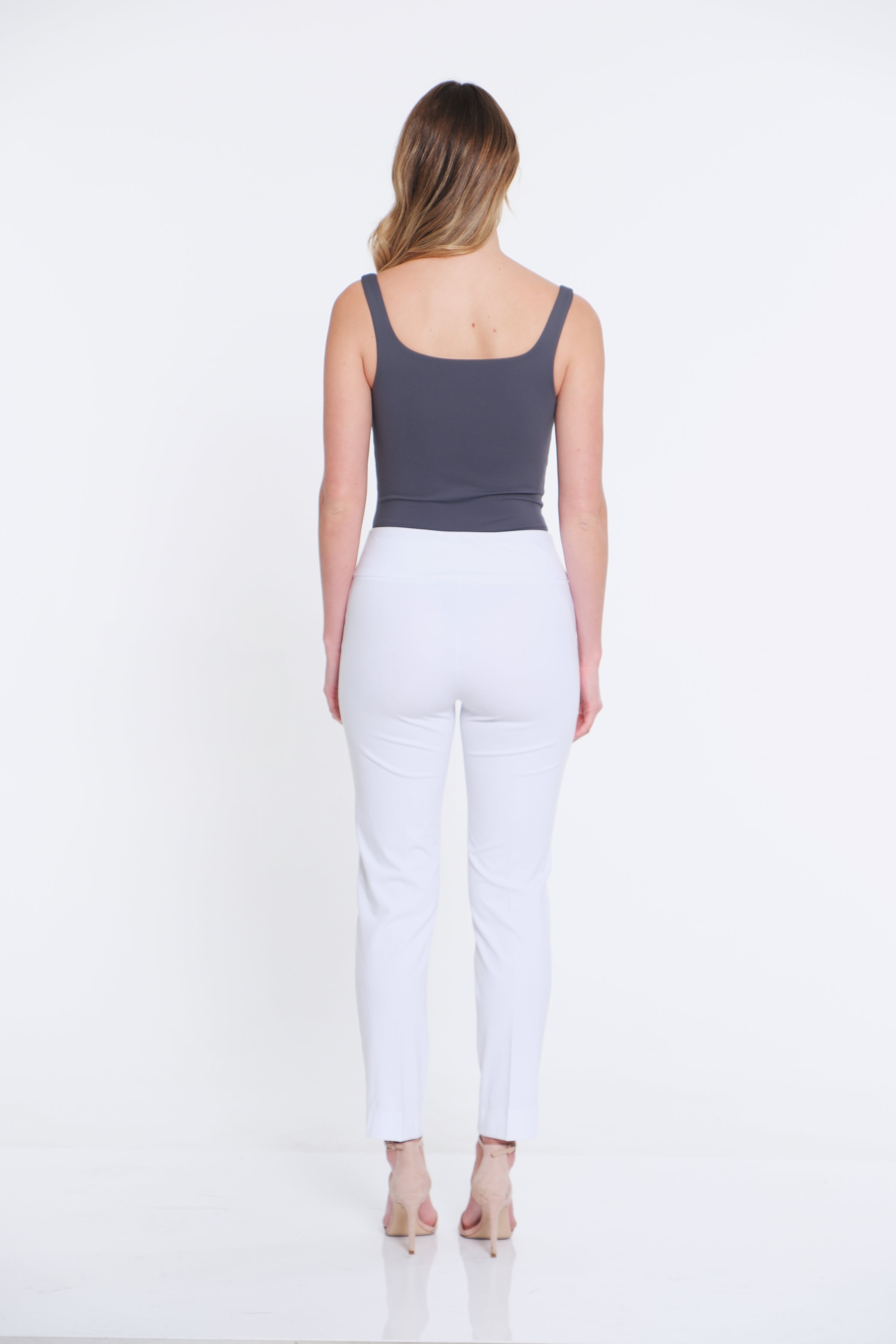 Plus Size White Elastic Waist Pants