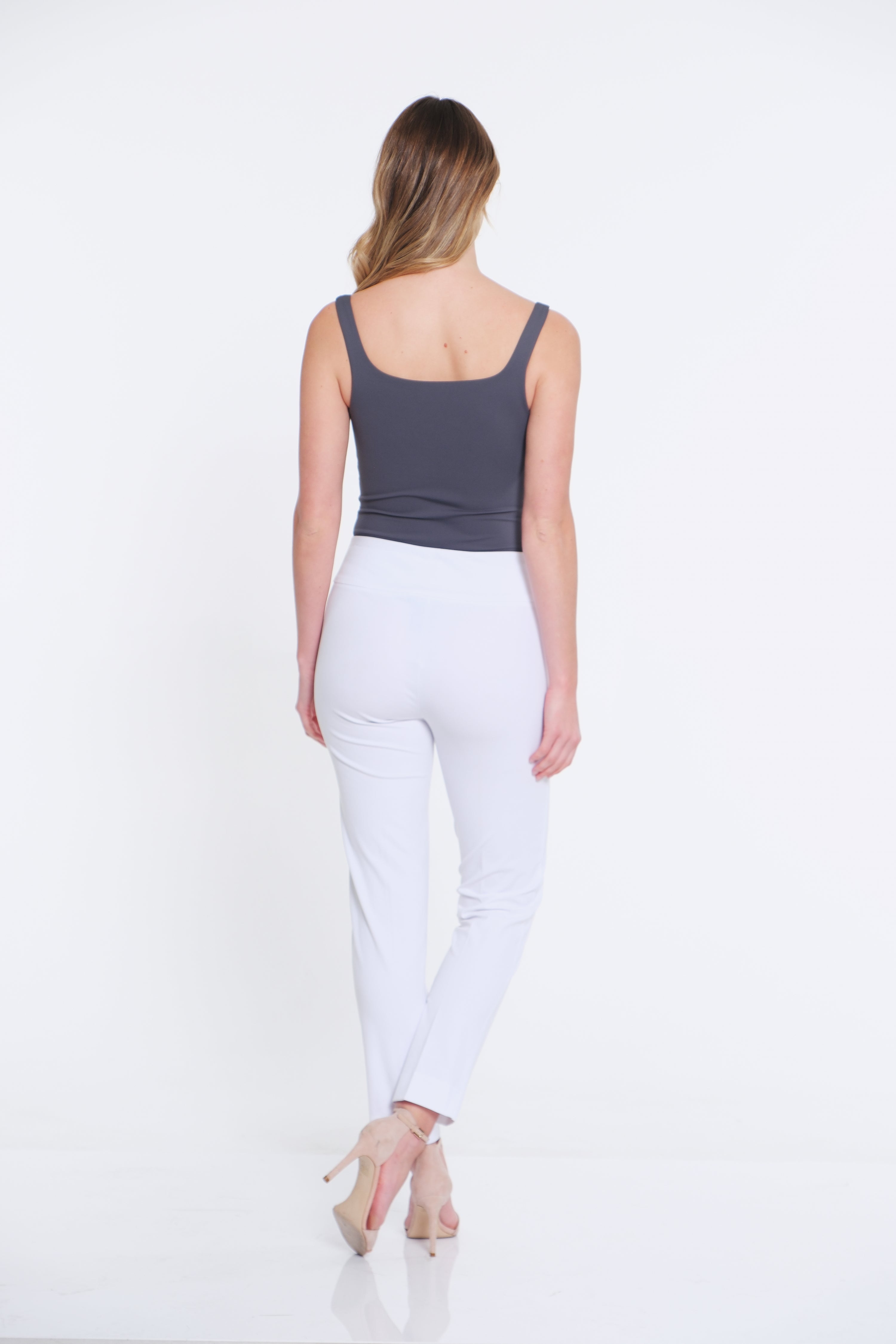 Plus Size White Elastic Waist Pants