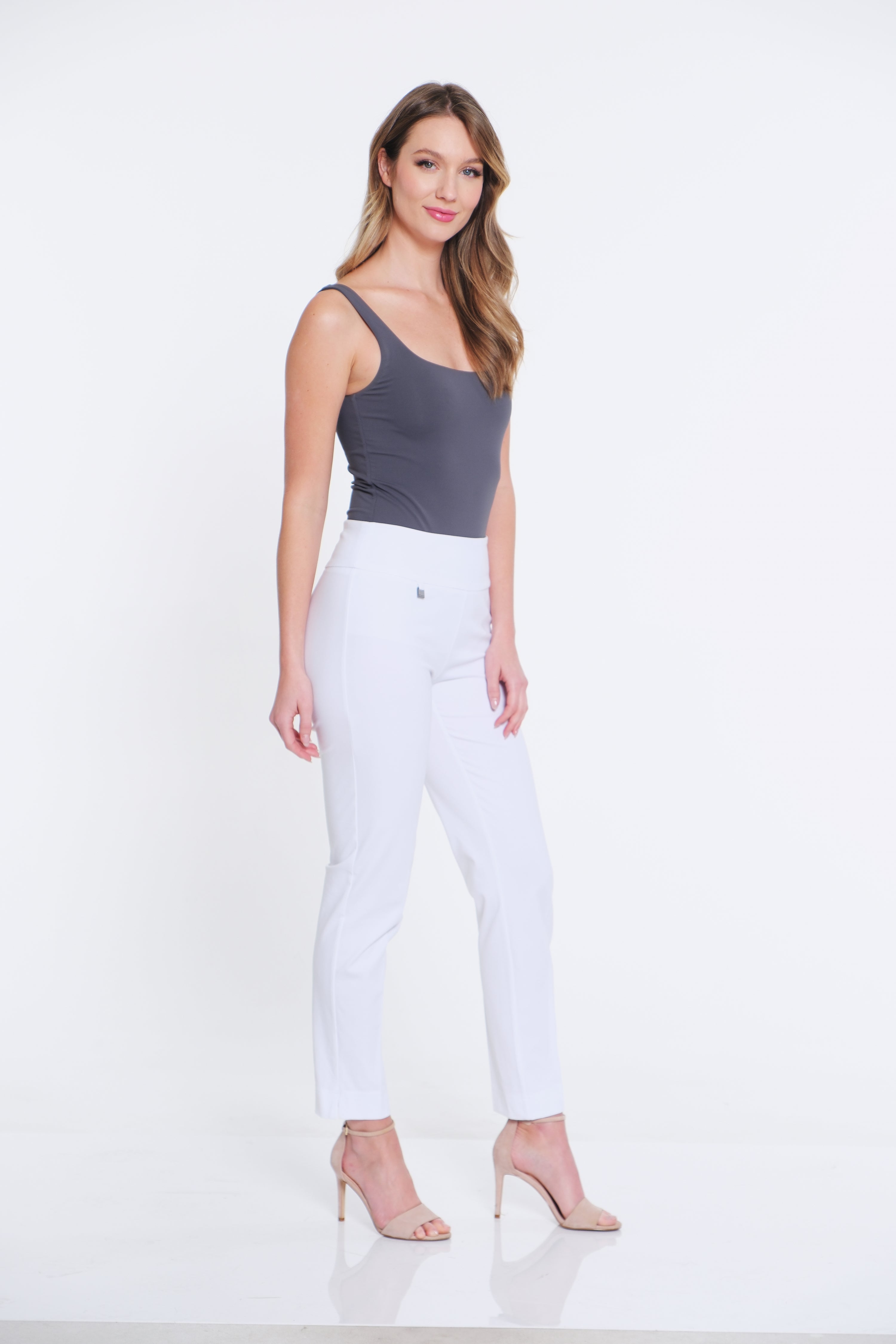 Ease-Y-Fit Knit Ankle Pant - Petite - White