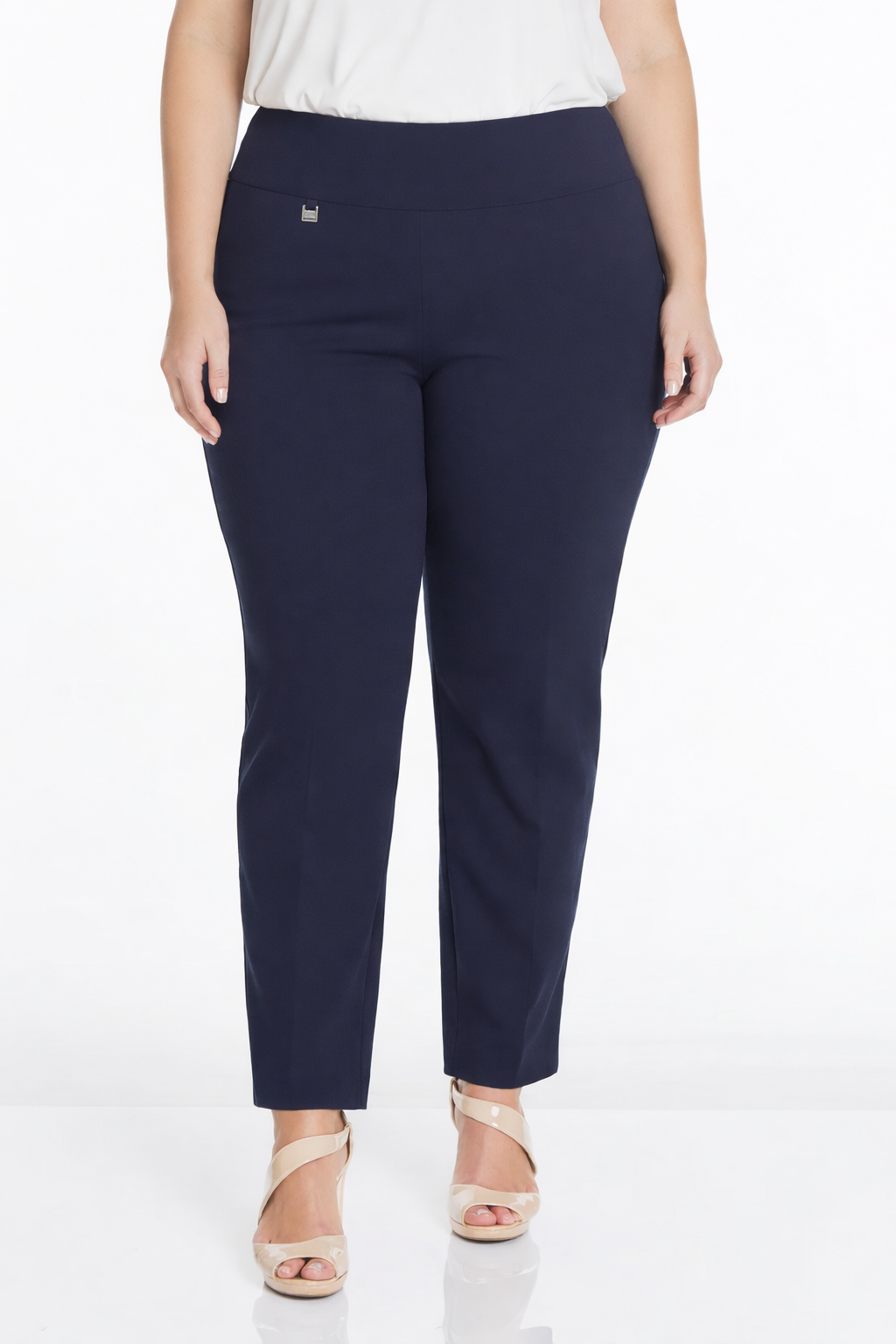 Plus Size Elastic Waist Pull On Pants - Midnight Blue
