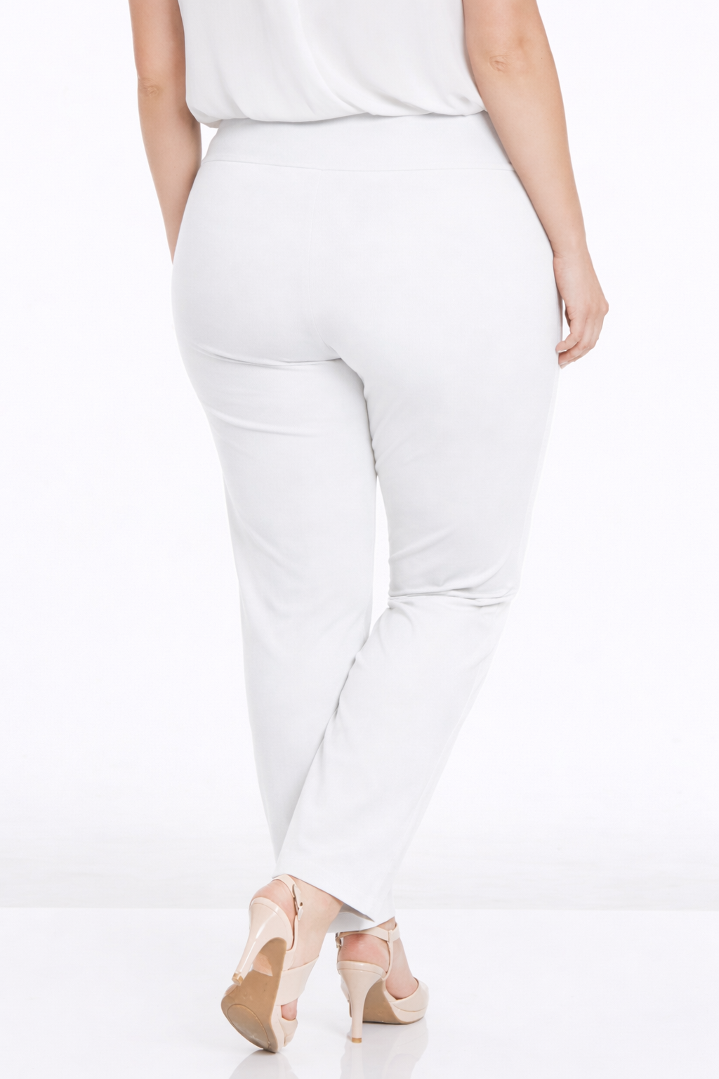 Plus Size White Elastic Waist Pants