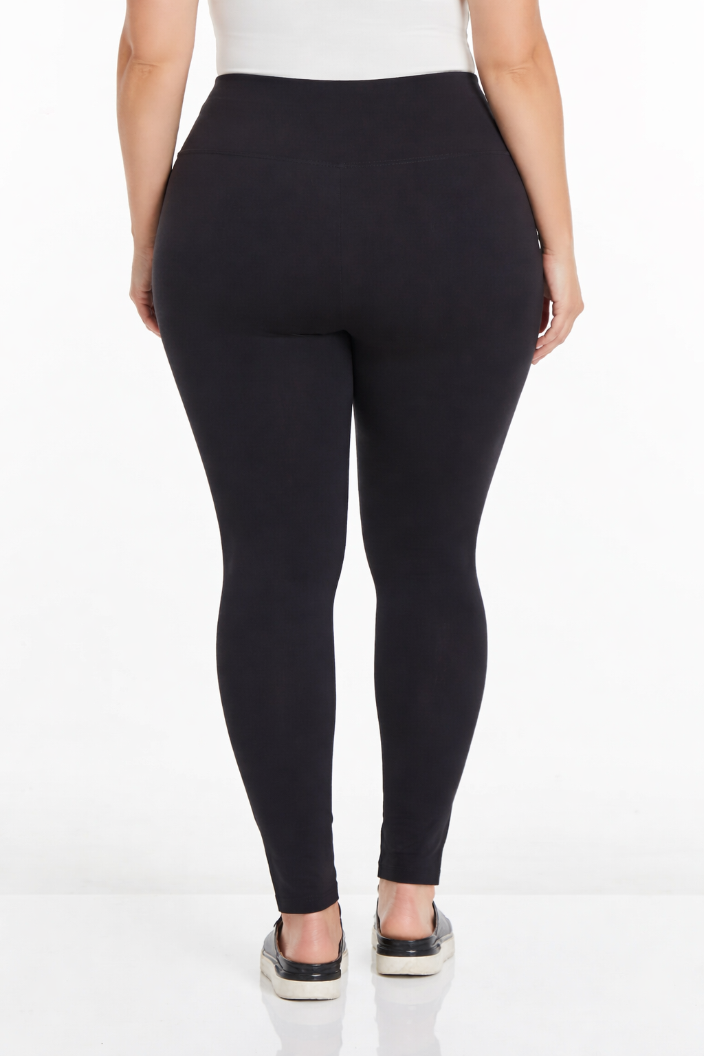 Plus Size Wide Band Pull-On Ankle Legging - Black