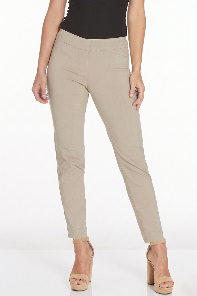 Pull-On Stone Color Ankle Pants
