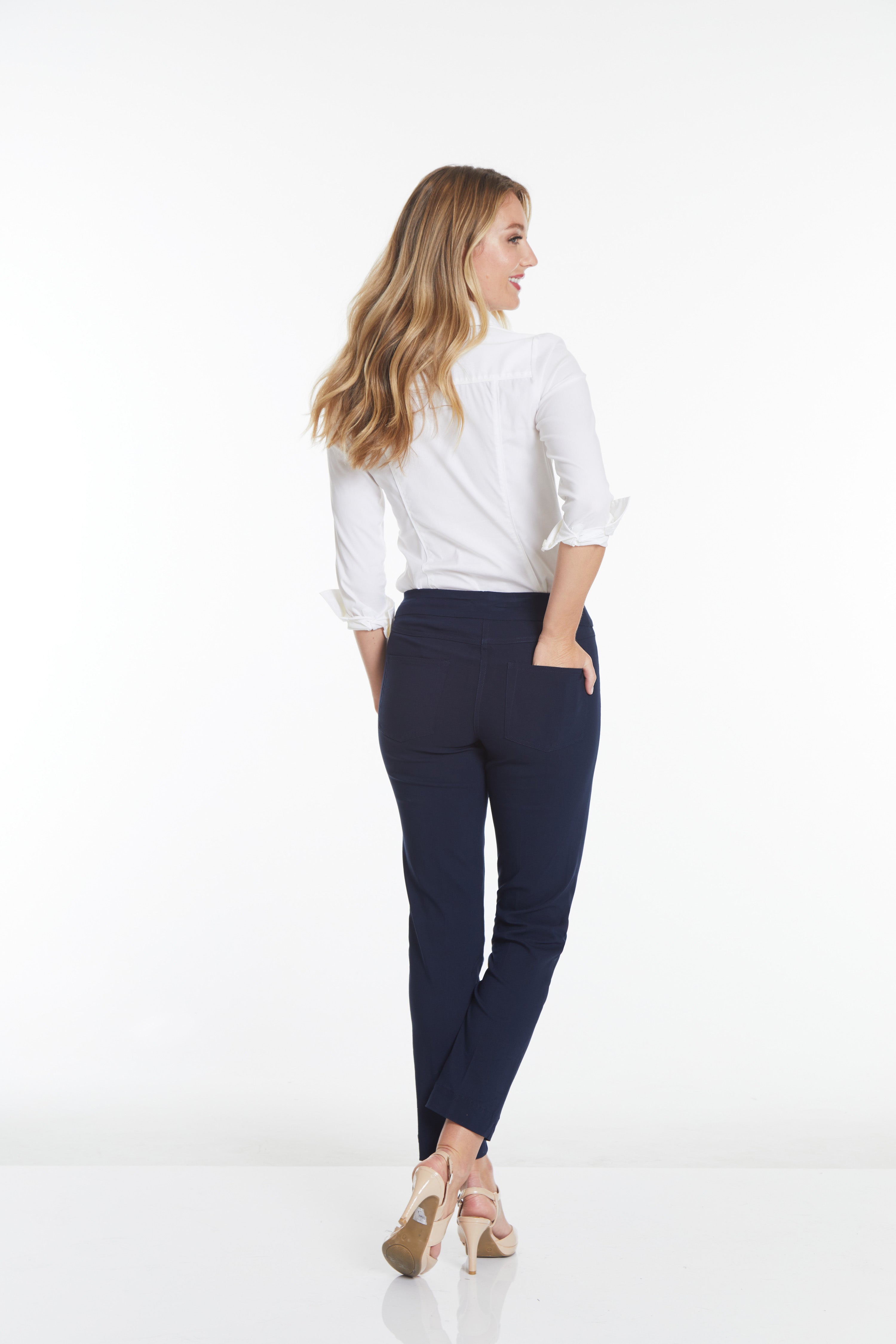 Plus Size Pull On Trouser Pants - Midnight Blue