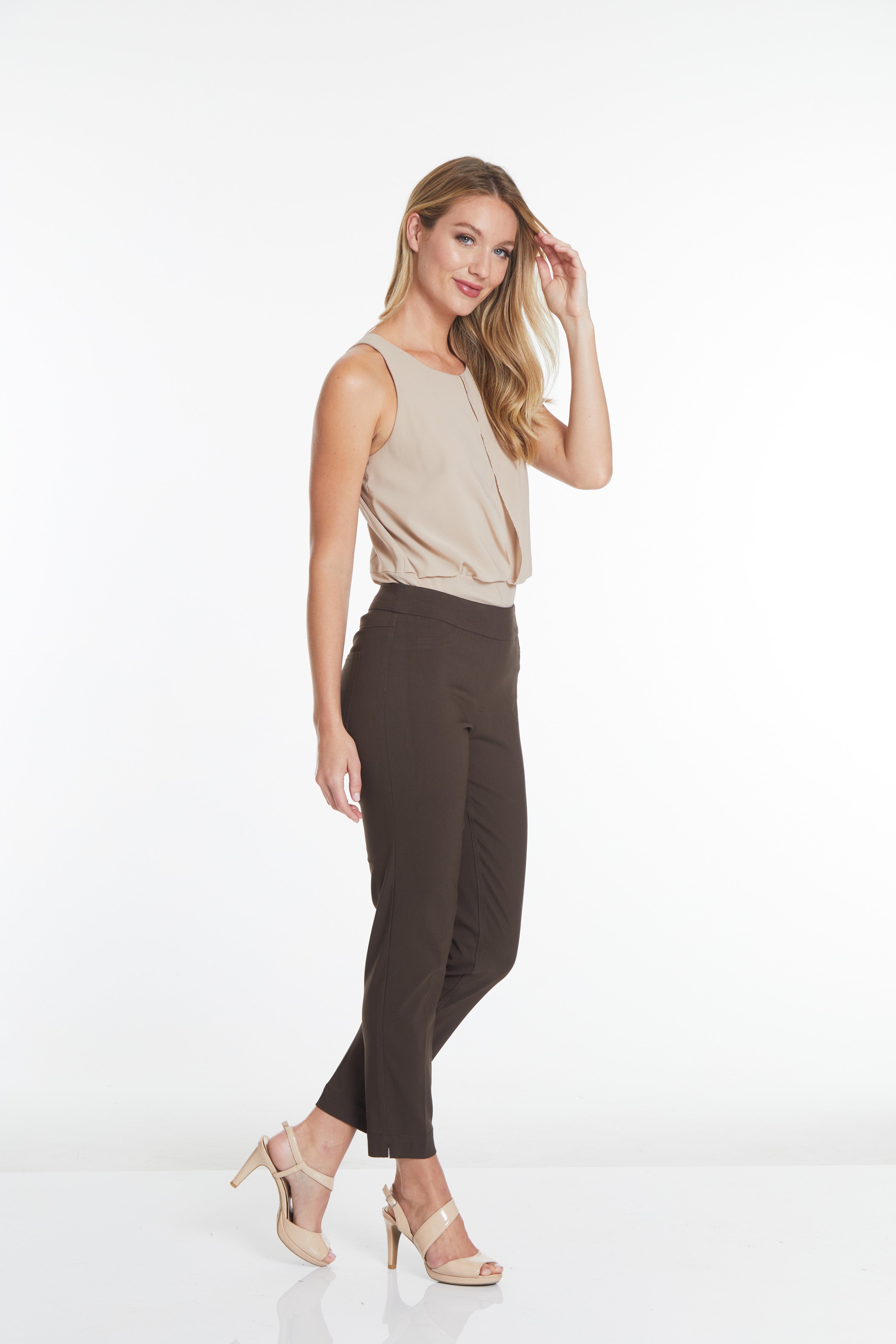 Pull On Ankle Pants - Chocolate Brown