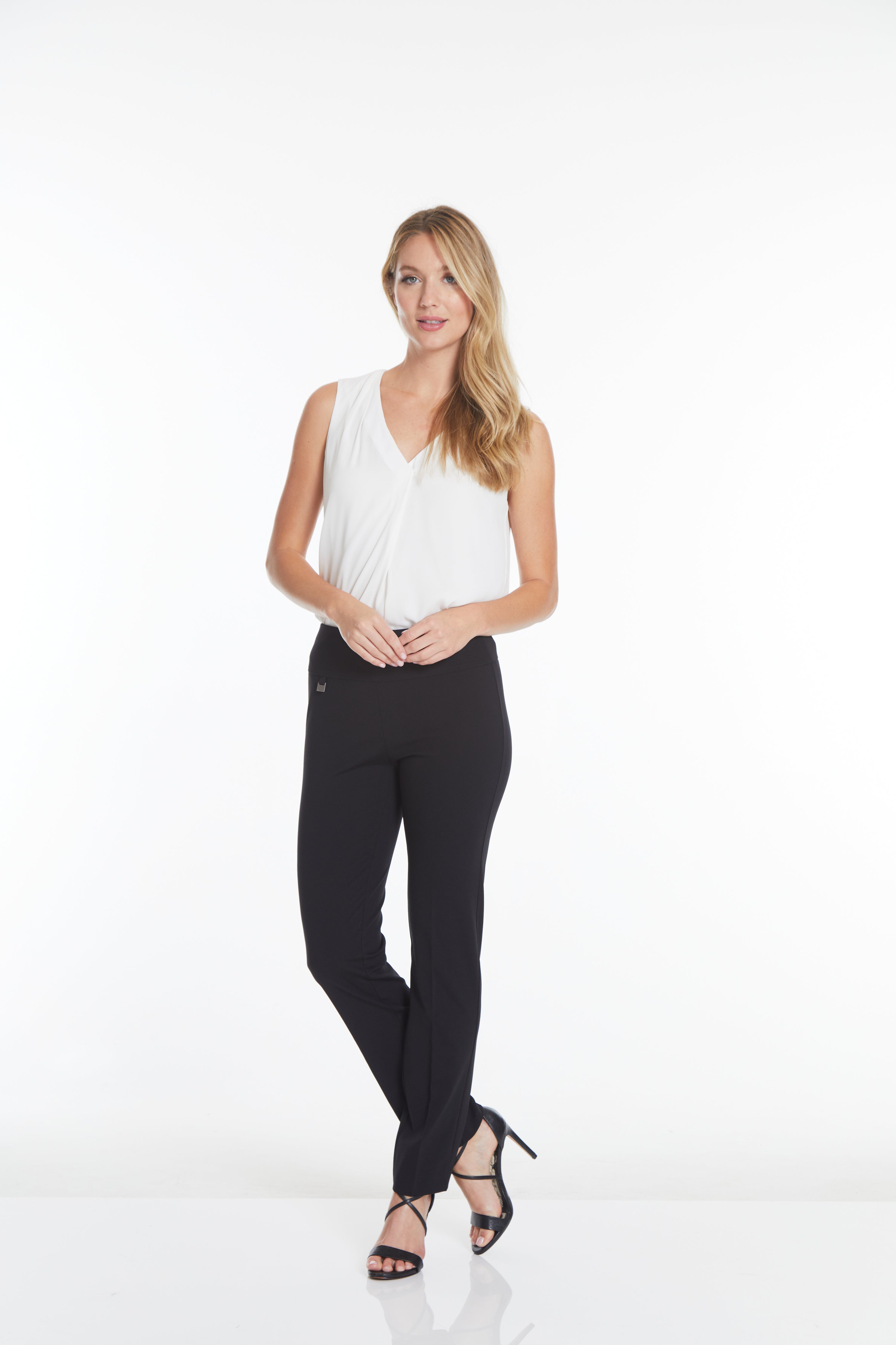 Plus Size Black Elastic Waist Ankle Pants