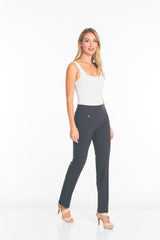 WIDE BAND PULL ON RELAXED LEG PANT - Intense Grey