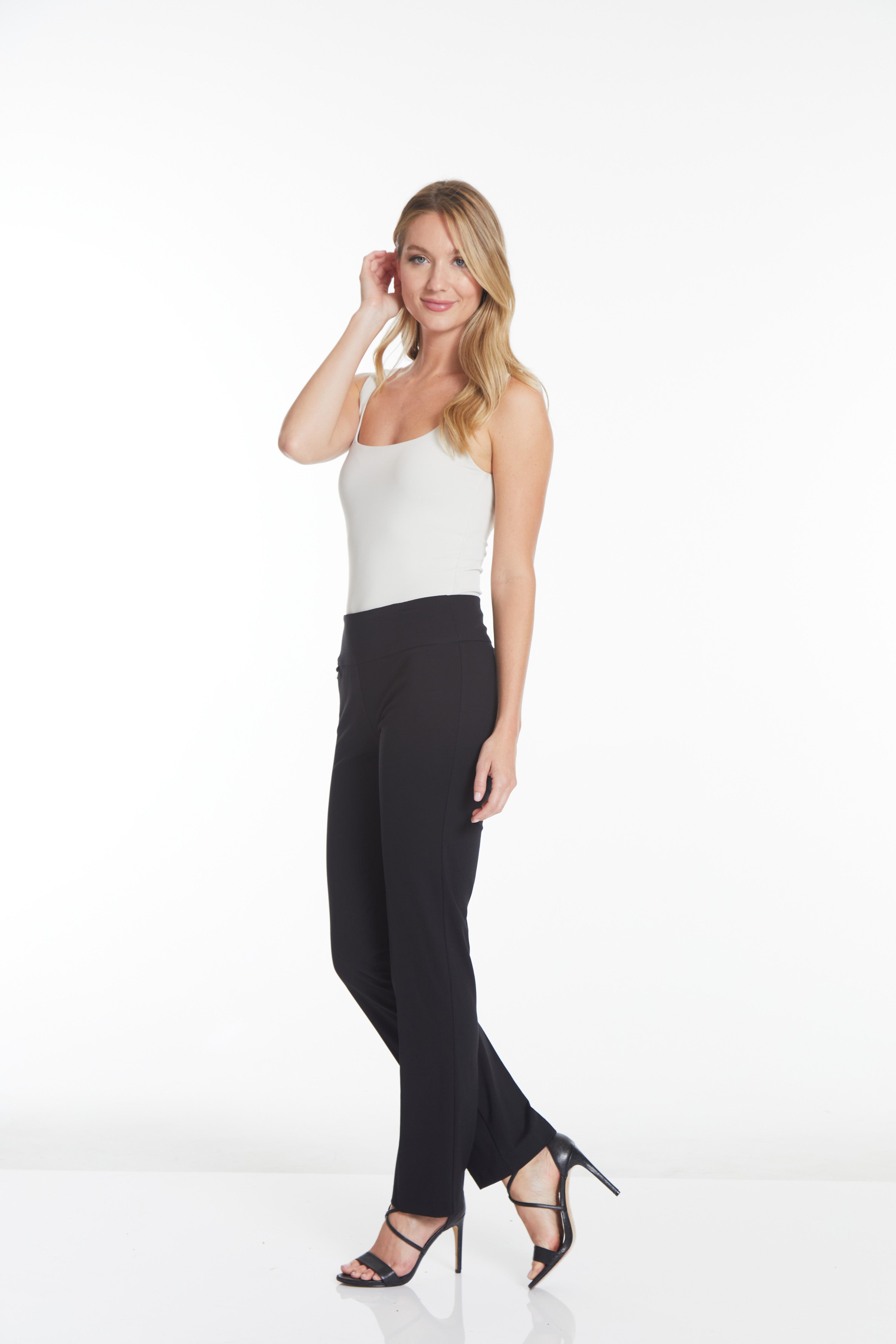 Wide Band Pull On Solid EASE-Y-Fit Knit Relaxed Pant - Black