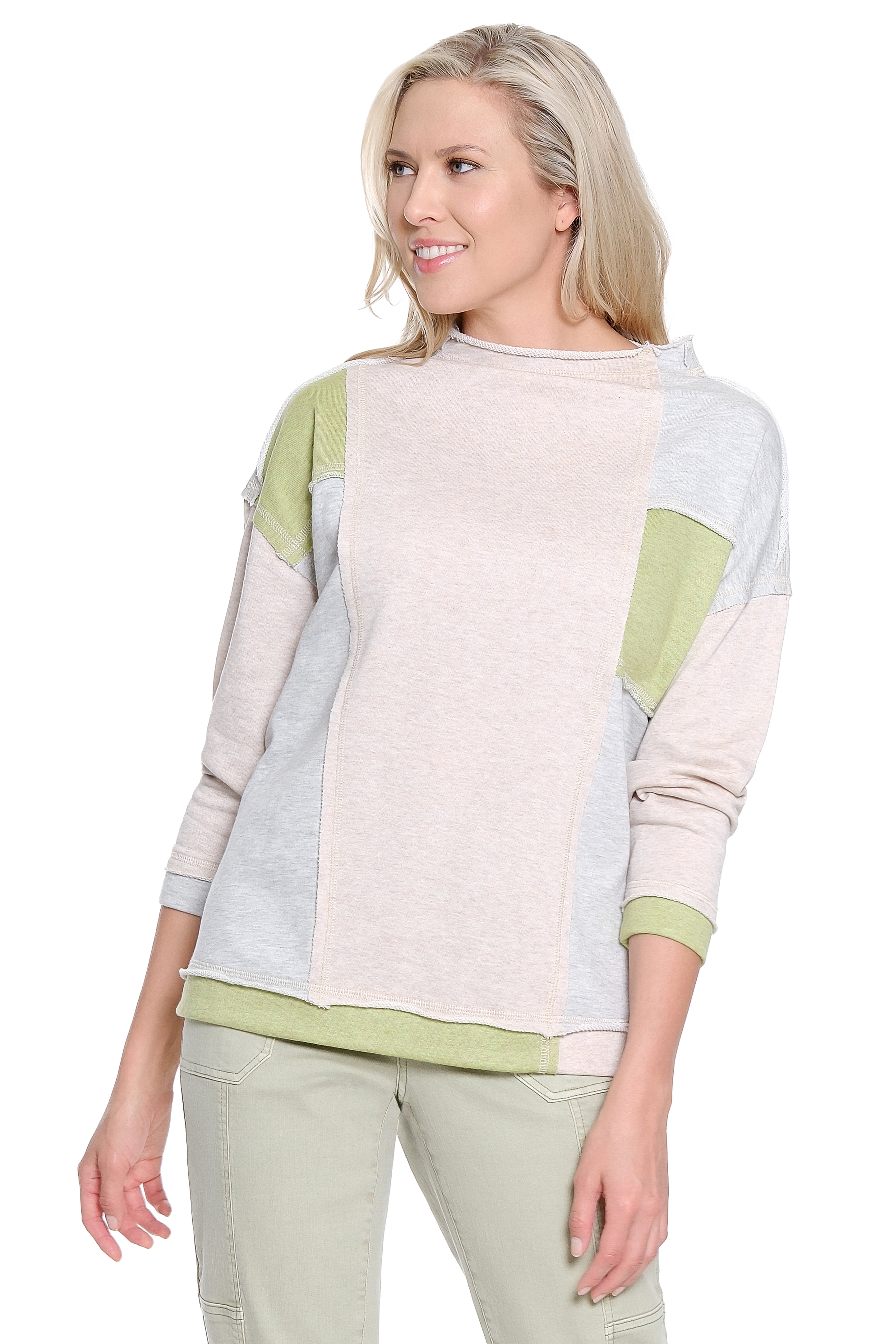 Colorblock Funnel-Neck Top - Multi