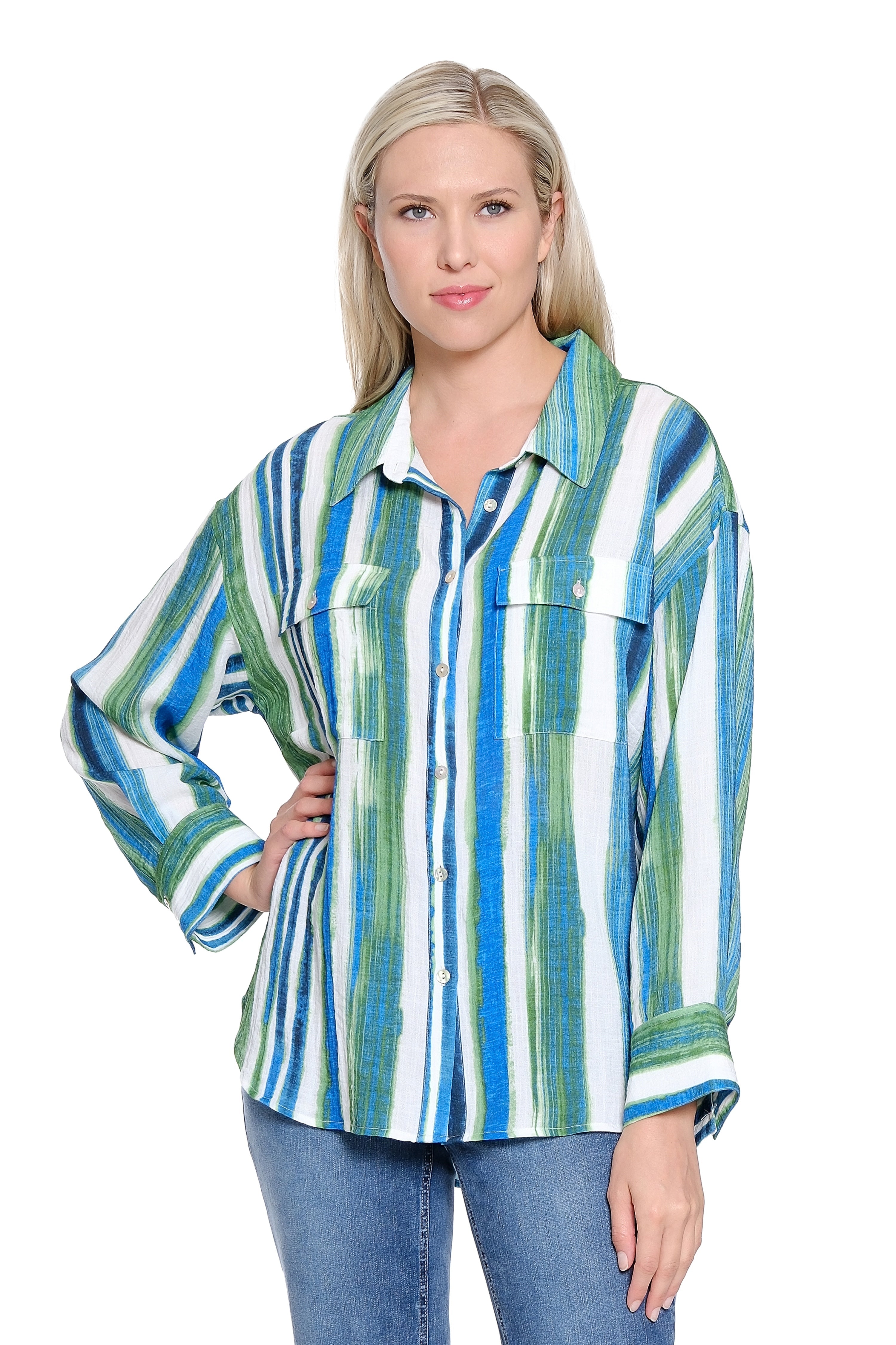 Painted Stripe Button-Up Shirt – Multi