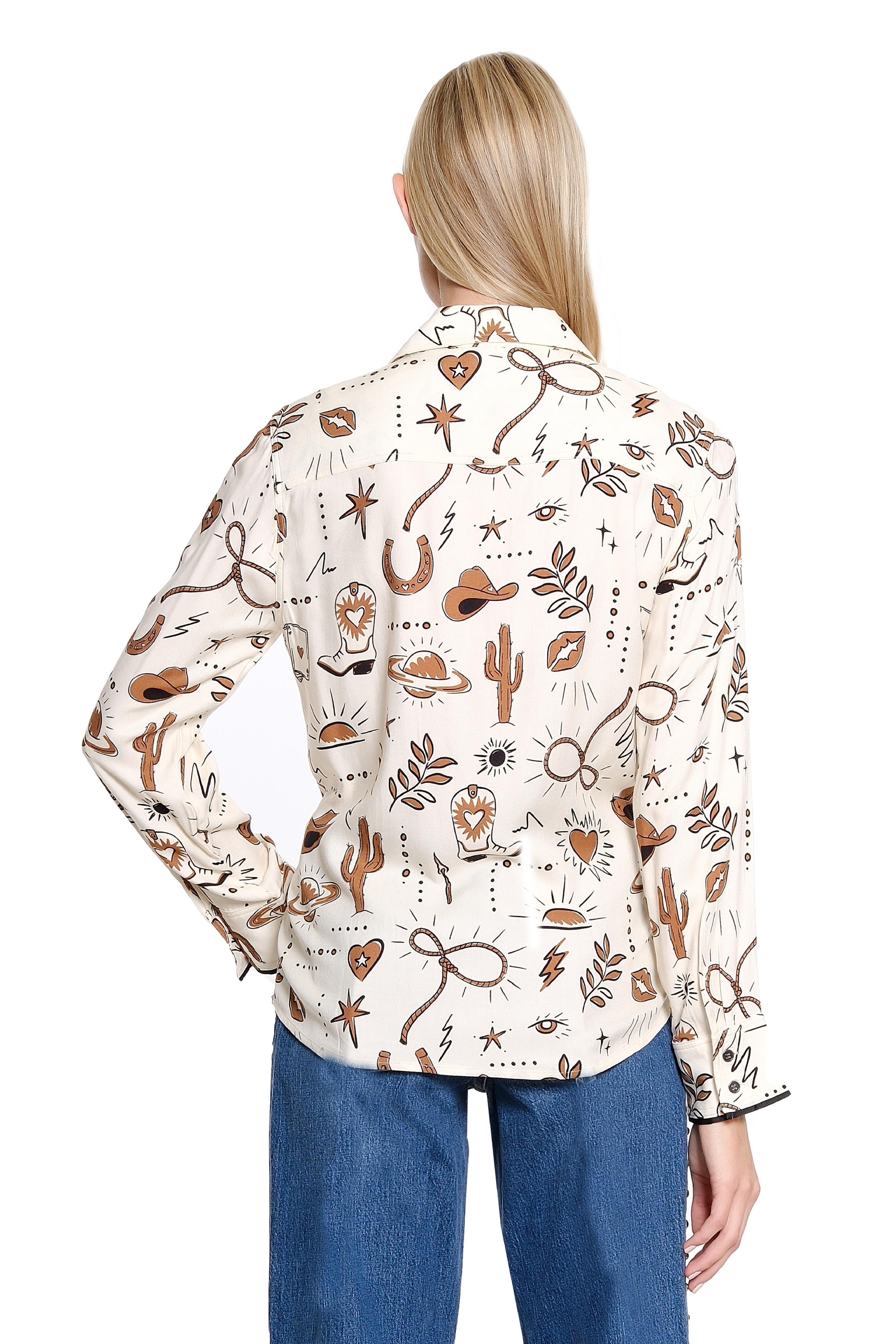 Print Button Up Shirt Jacket - Multi