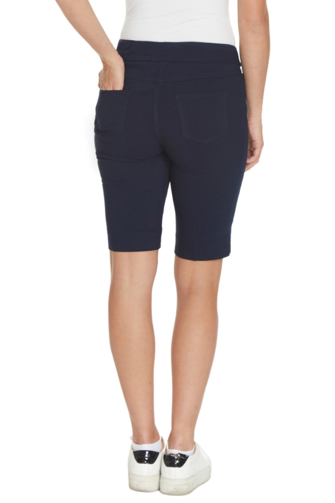Plus Size Pull On Walking Shorts With Pockets - Midnight Blue