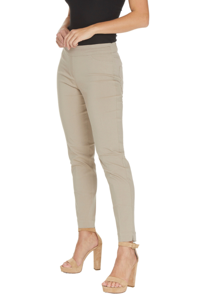 Petite Pull-On Stone Color Ankle Pants