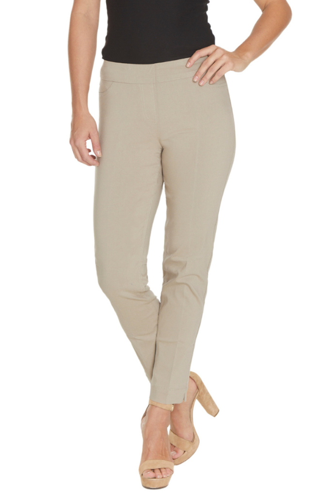Petite Pull-On Stone Color Ankle Pants