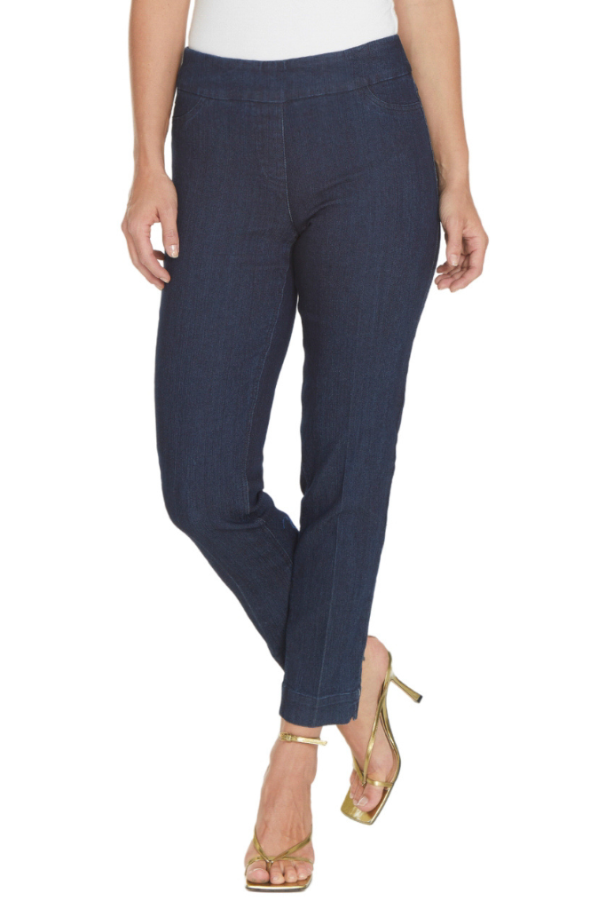 Petite Pull-On Denim Ankle Pants with Back Pockets
