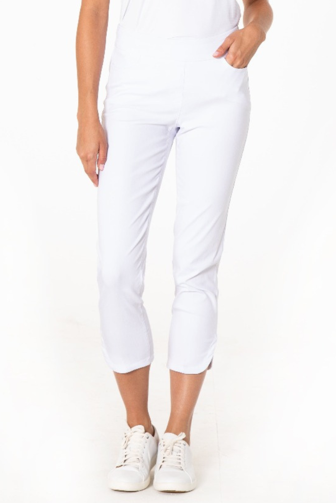 Dolphin Hem White Crop Pants