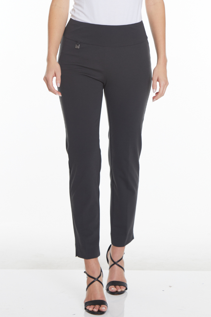 Wide Band Elastic Waist Ankle Pants - Intense Gray