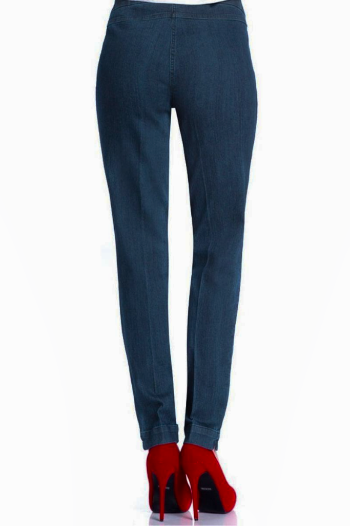 Plus Pull-On Solid Narrow Leg Pant With Faux Front Pockets - Denim