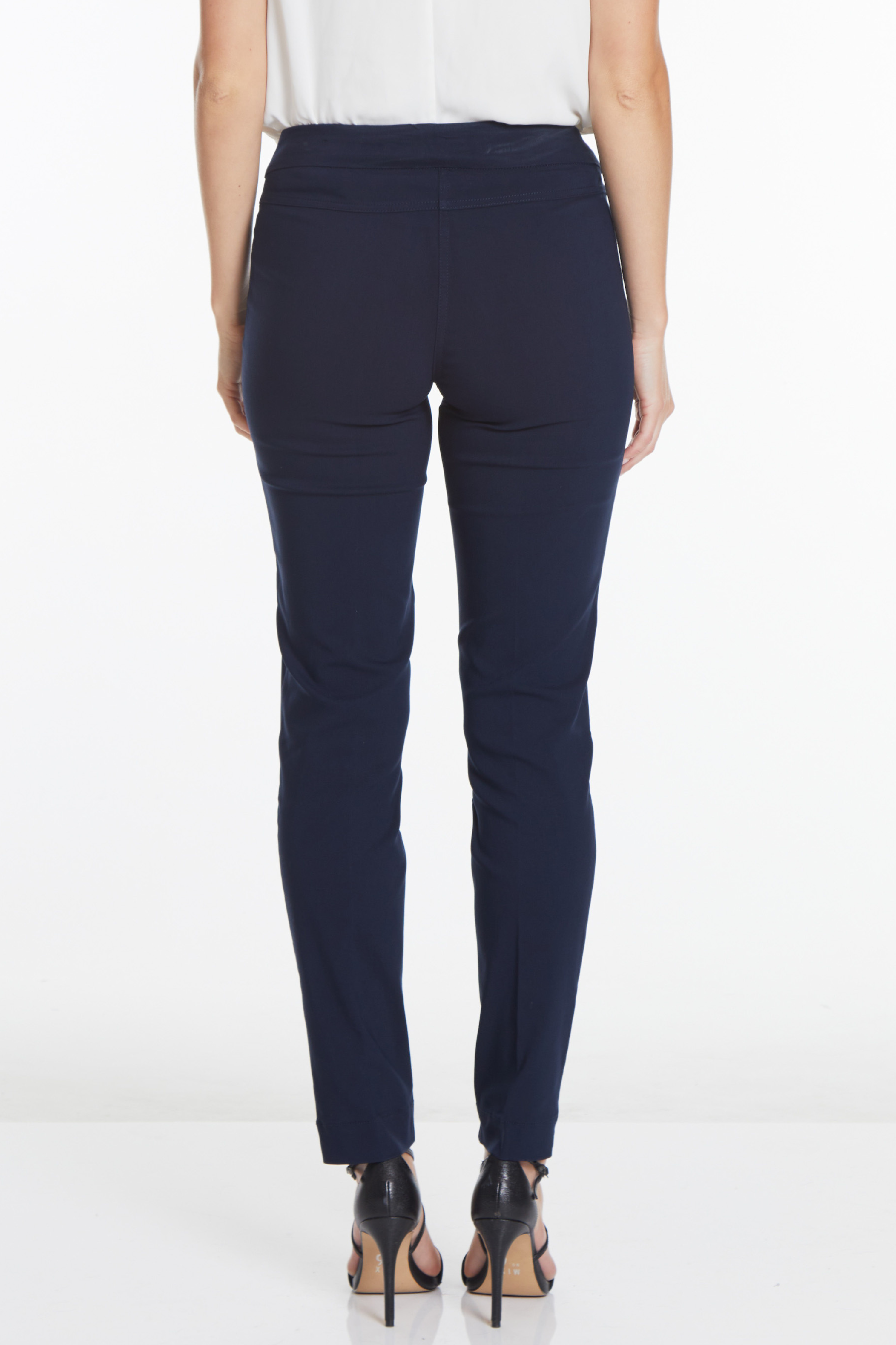 Plus Size Pull-On Solid Narrow Leg Pant With Faux Front Pockets - Midnight Blue