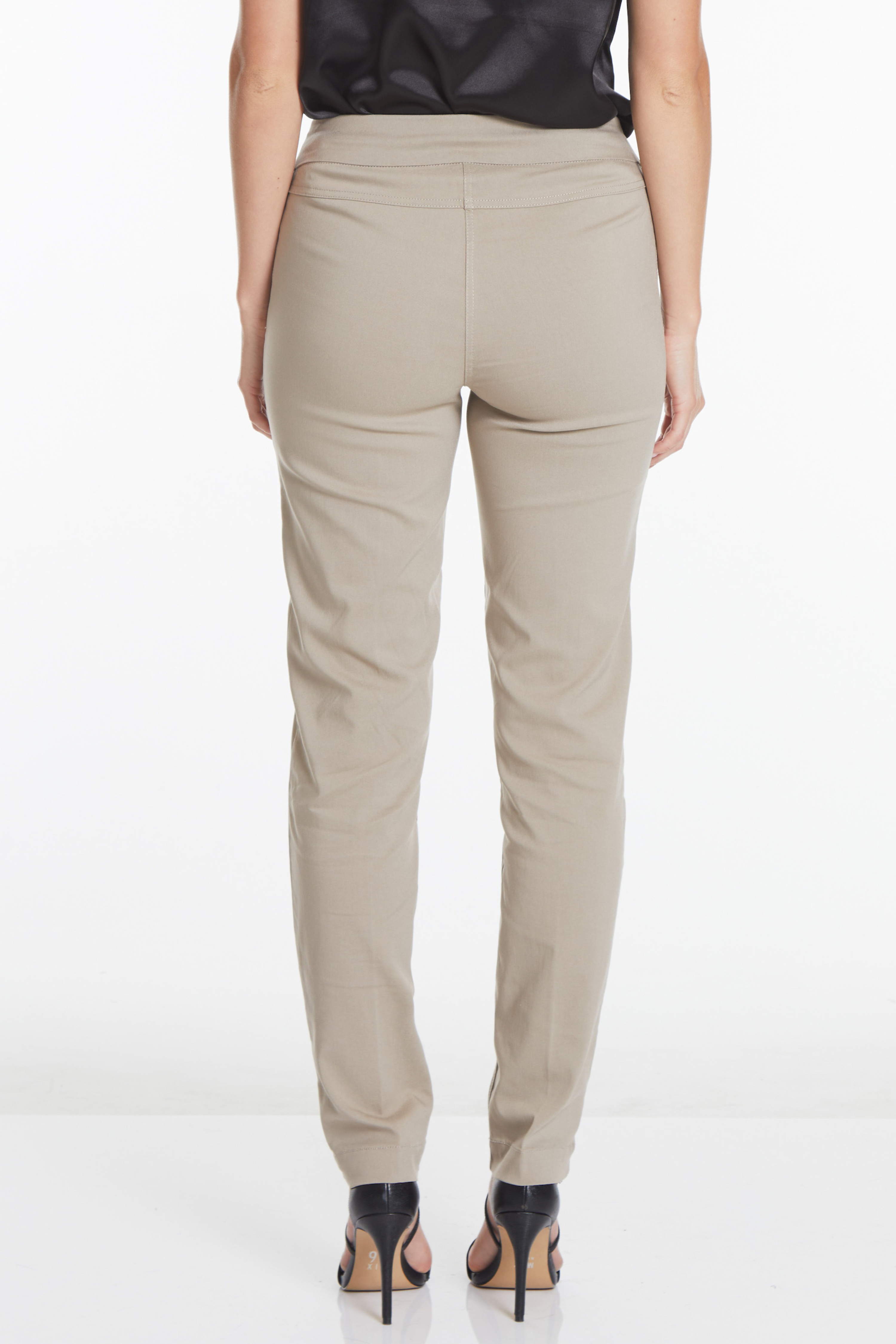 Plus Size Pull-On Solid Narrow Leg Pant With Faux Front Pockets - Stone