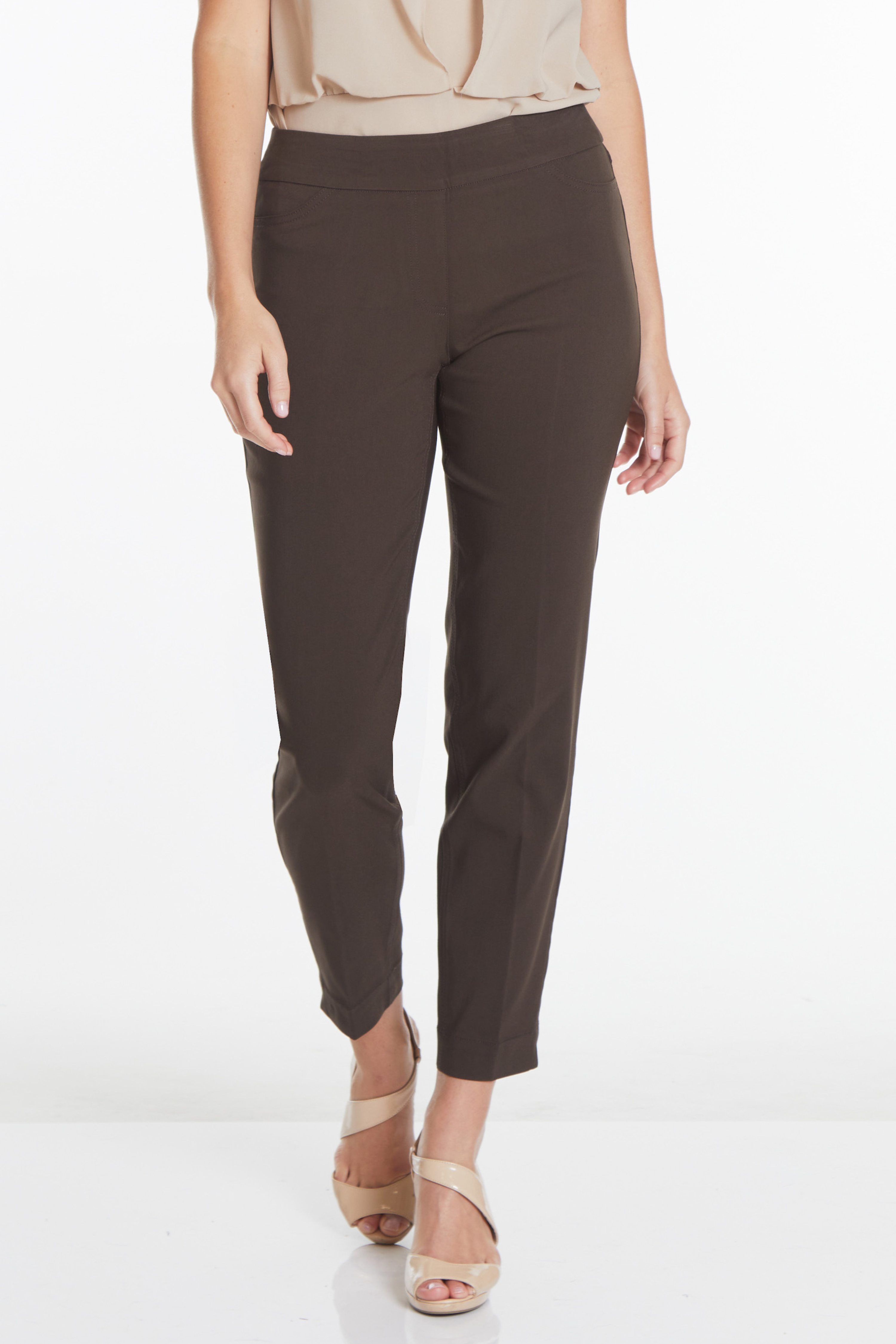Pull On Ankle Pants - Chocolate Brown