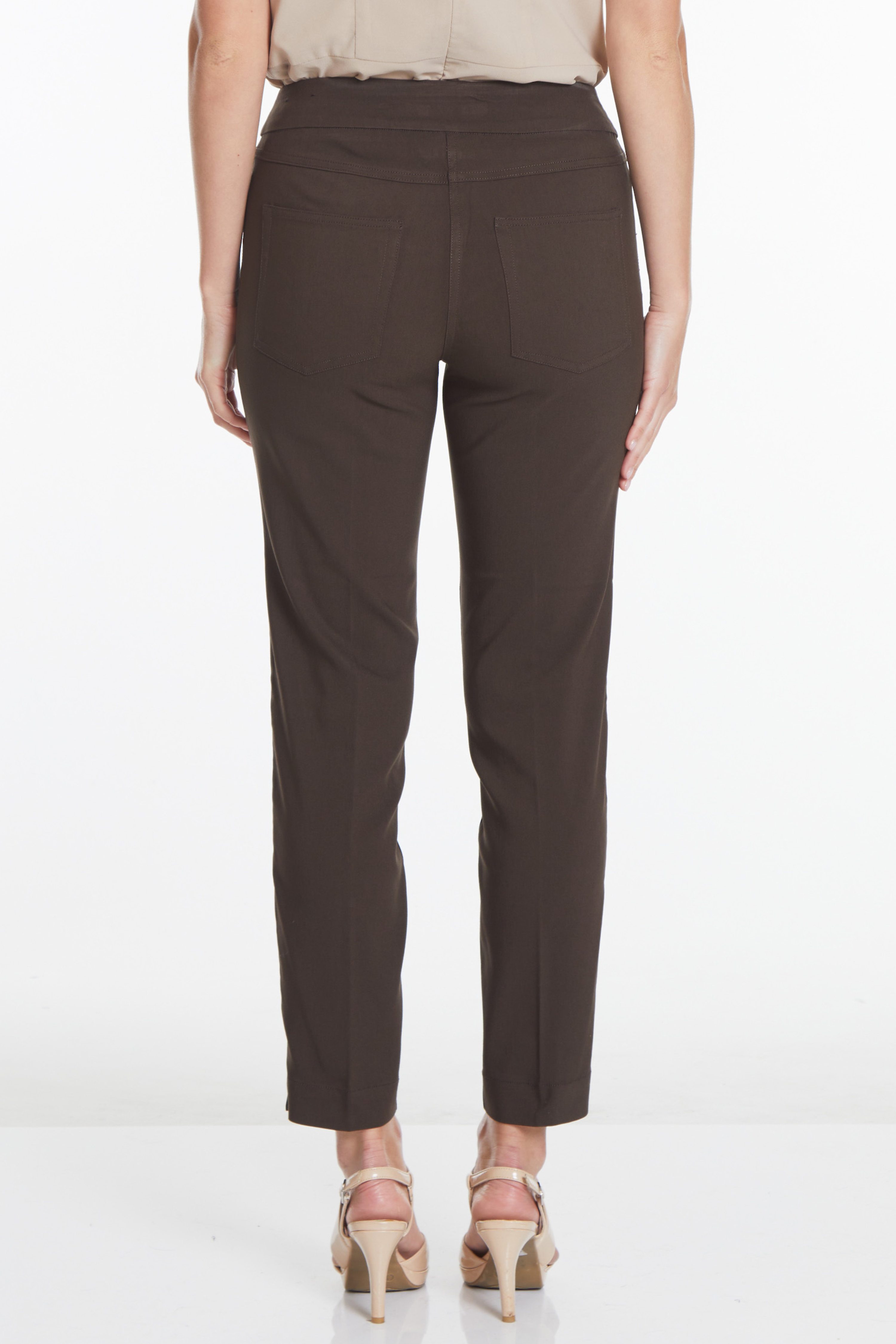 Pull On Ankle Pants - Chocolate Brown