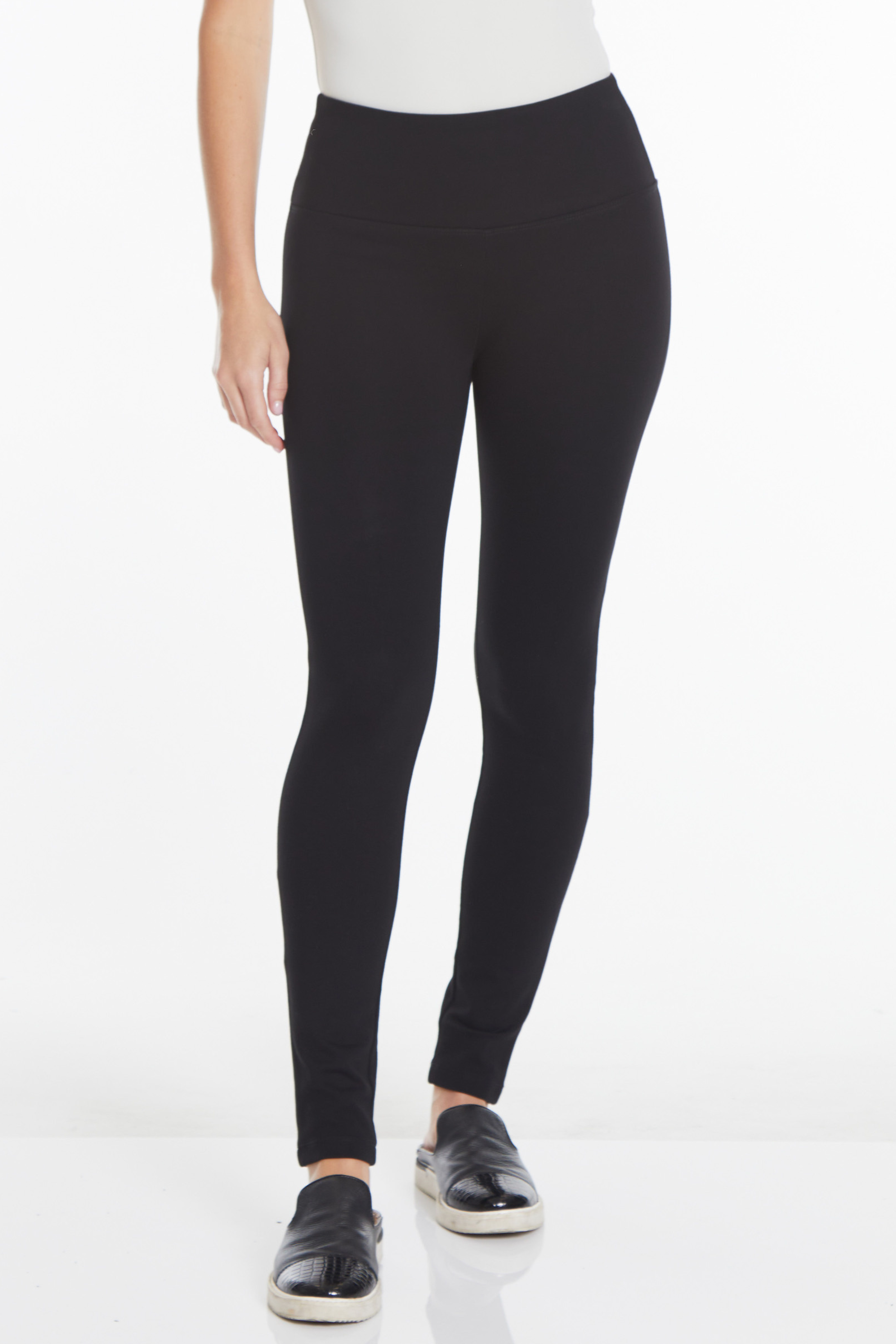 Plus Size Wide Band Pull-On Ankle Legging - Black