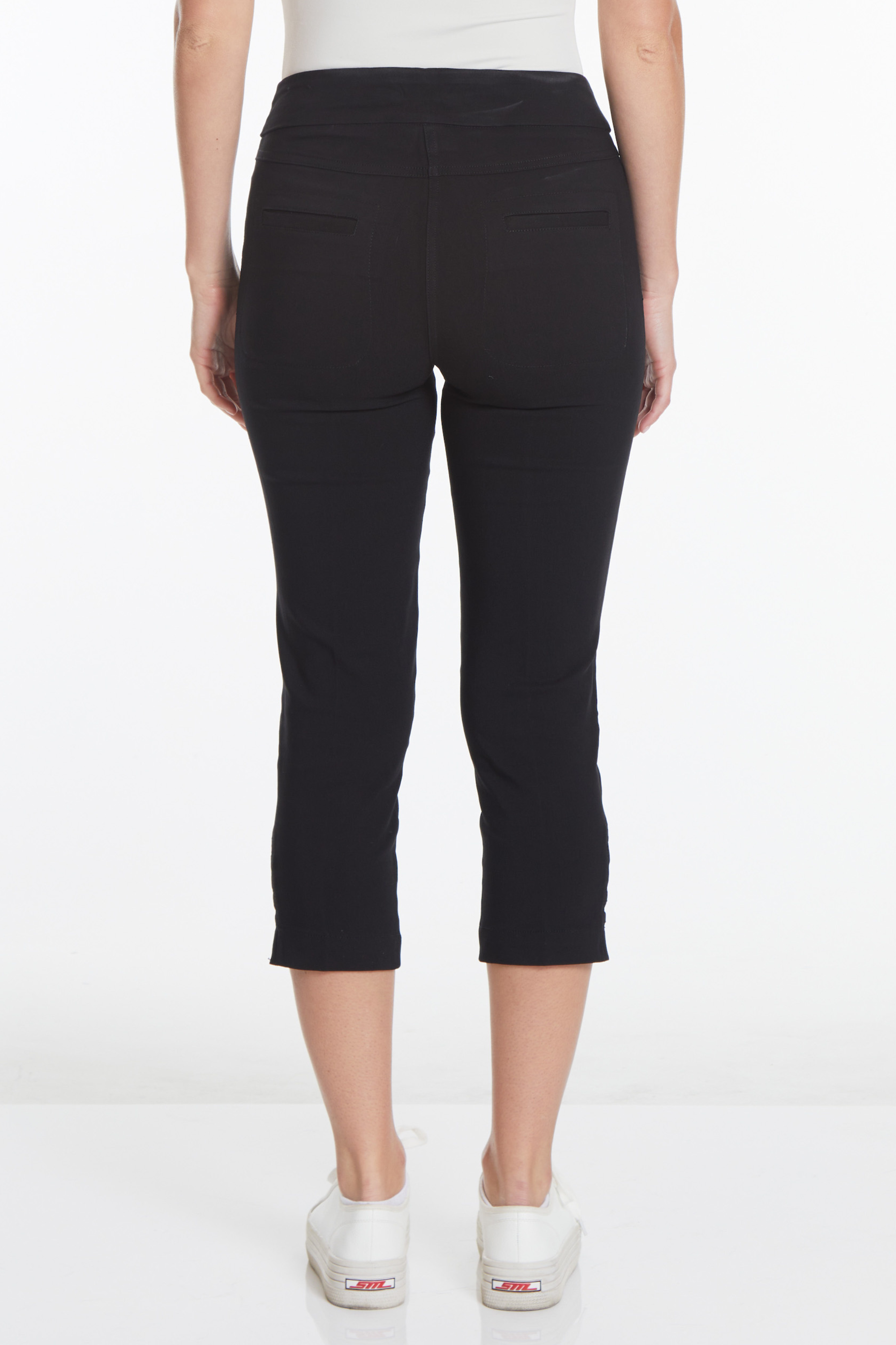 Petite Crop Pant with Real Pockets & Strap Hem Vents - Black