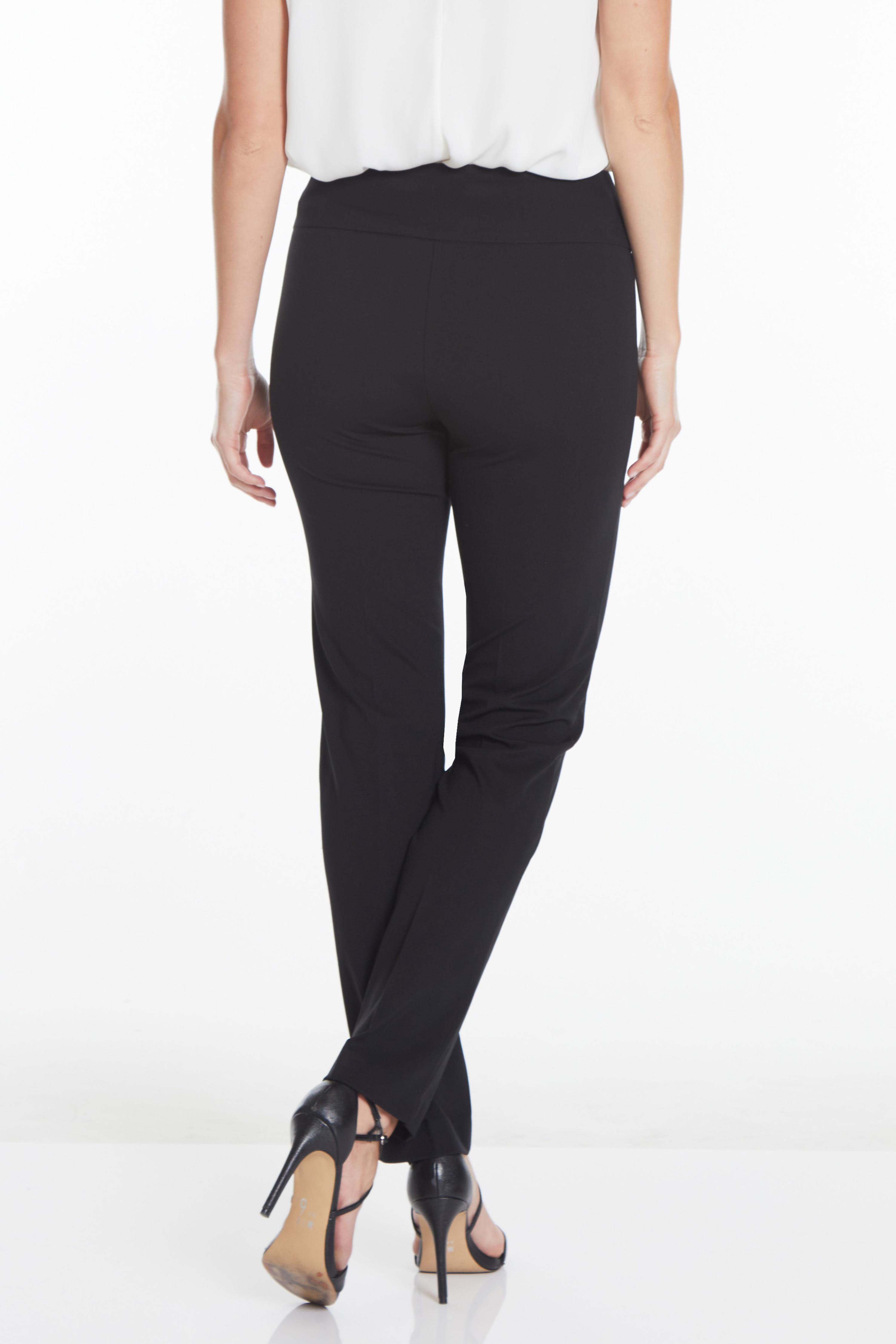 Plus Size Black Elastic Waist Ankle Pants
