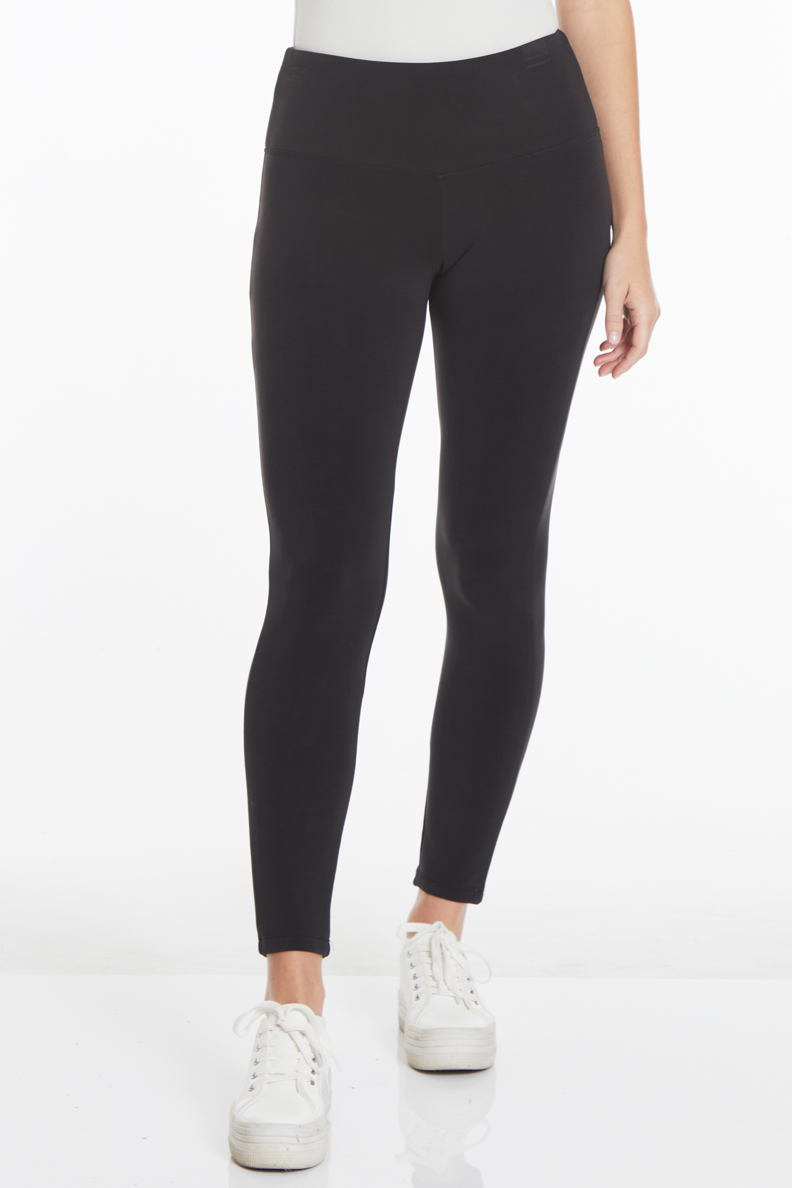 Plus Size Black Wide Band Pull-On Ankle Legging