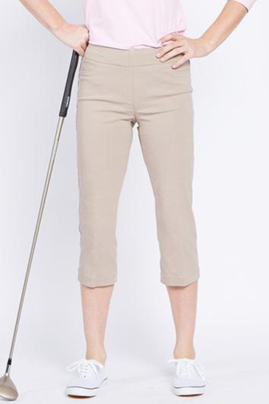 Golf Capri Pants With Pockets - Stone