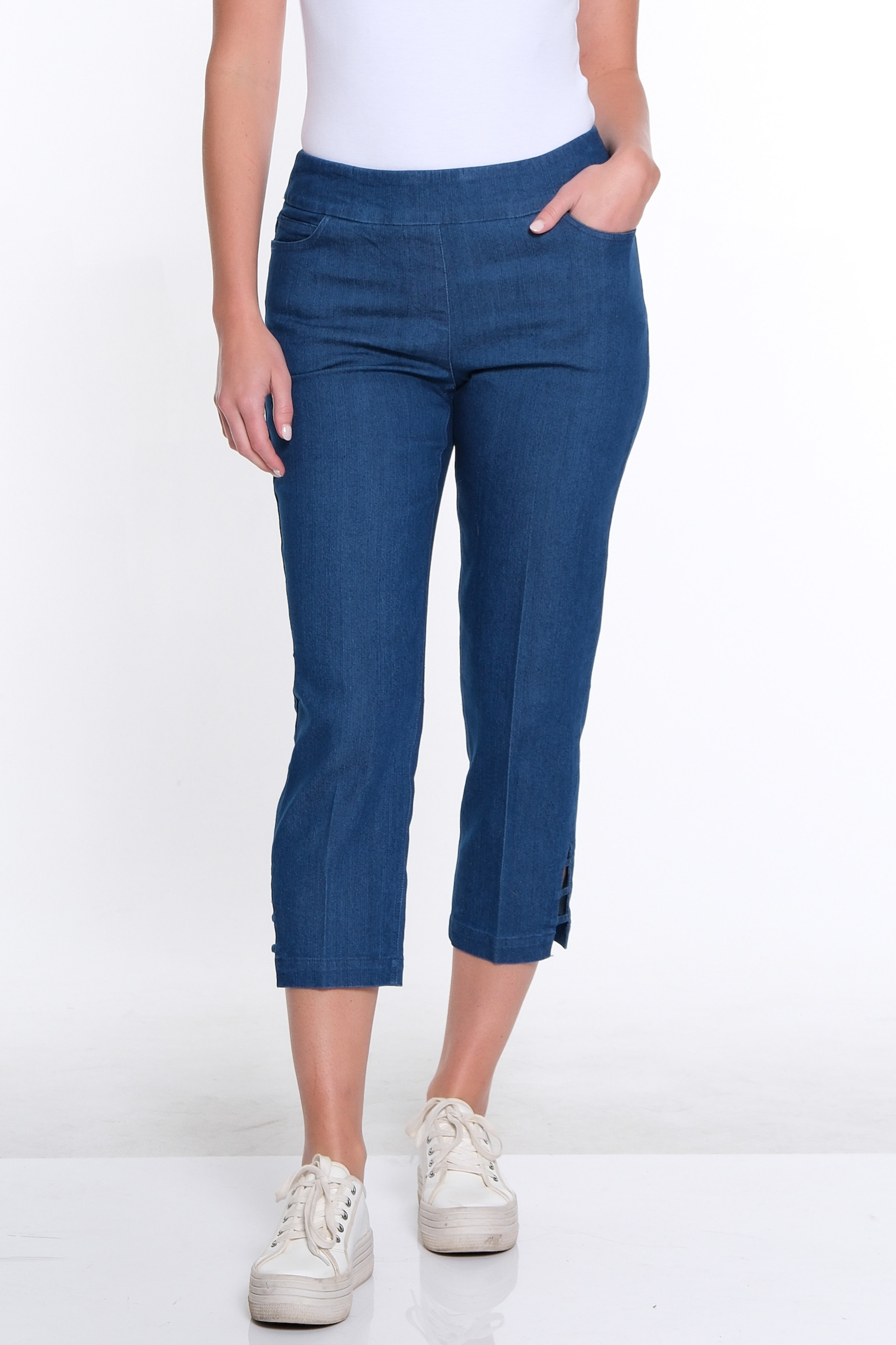 3-Strap Hem Crop Pant - Denim