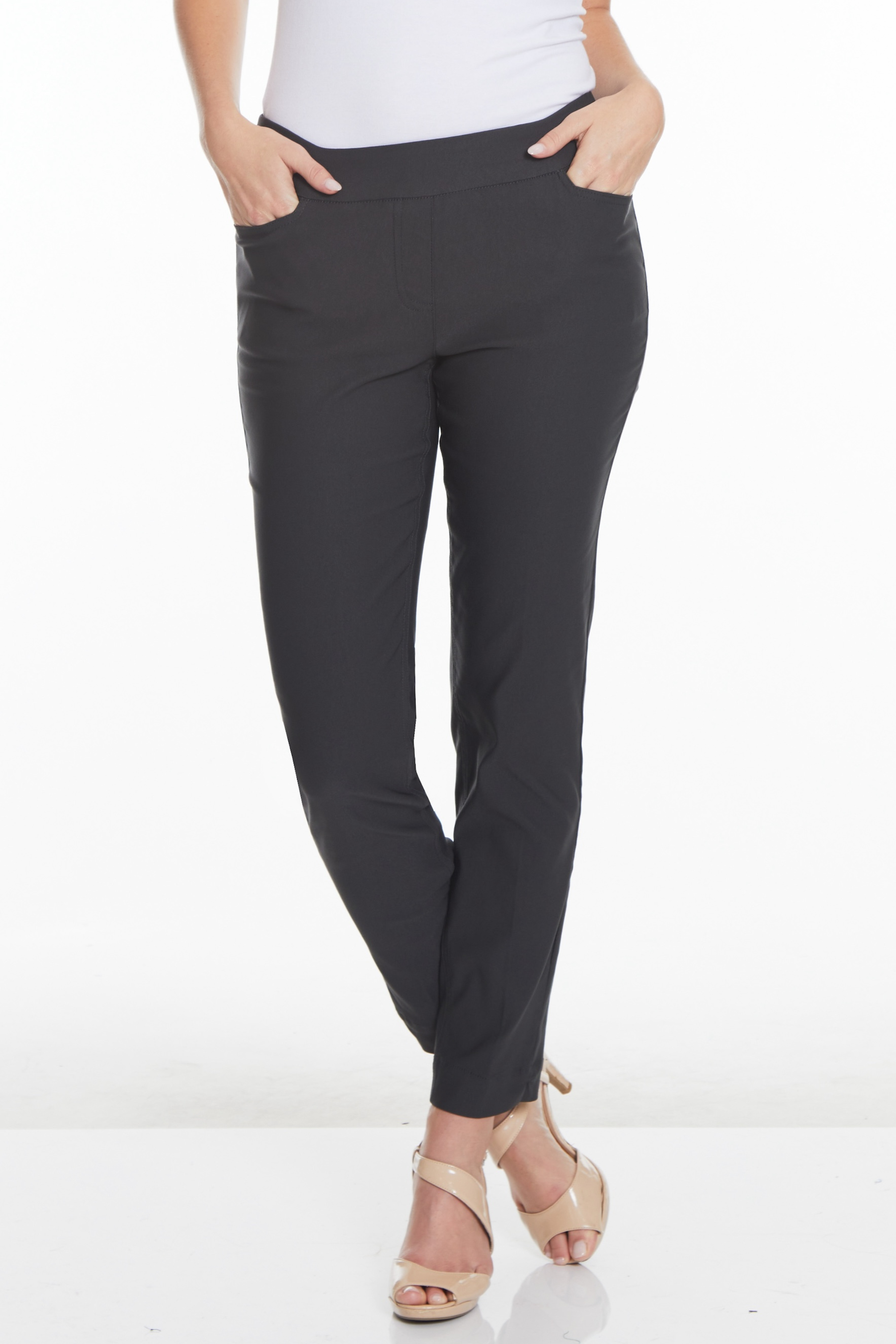 Solid Fine Line Twill Ankle Pant - Intense Gray