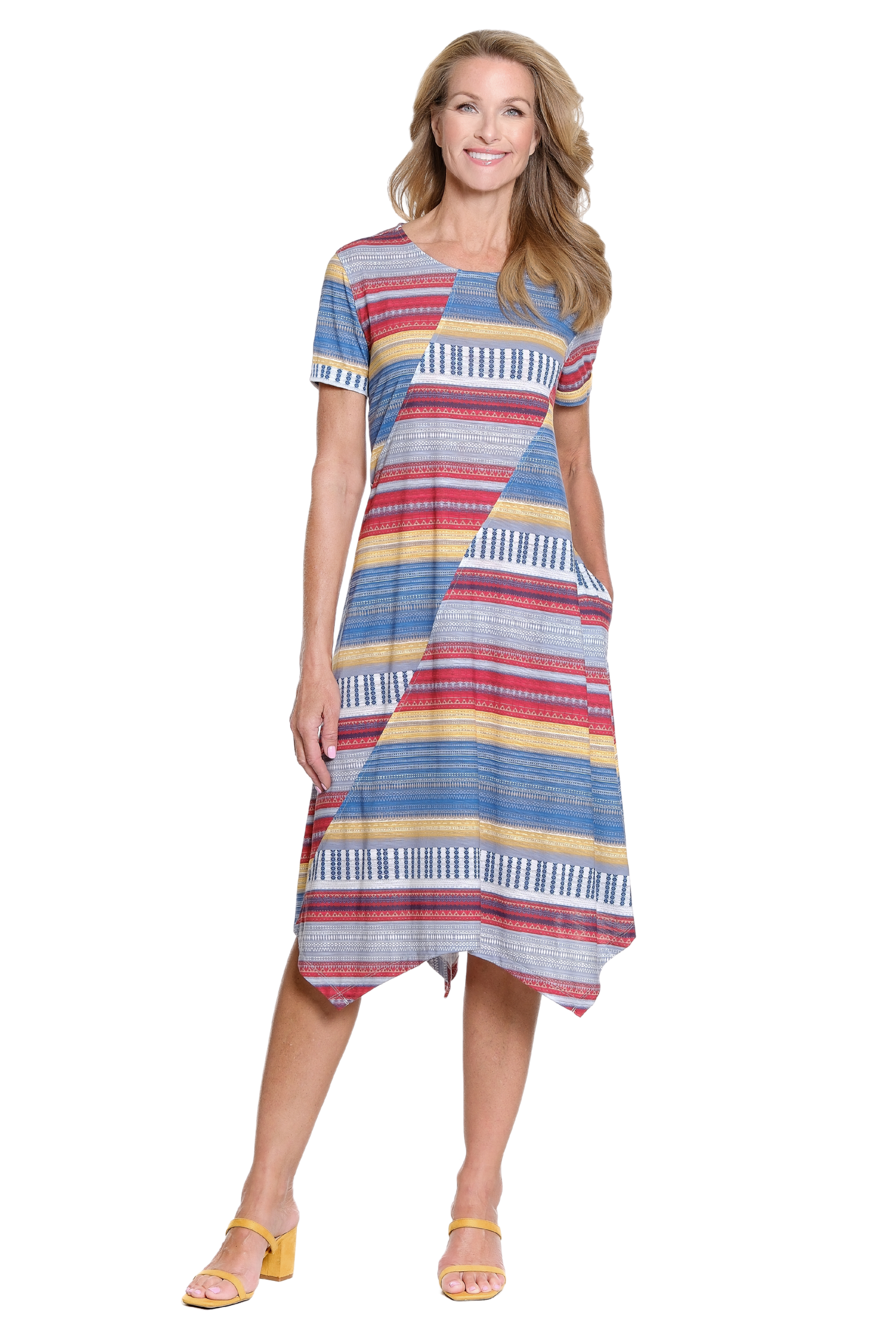 Handkerchief Hem Slub Knit Dress - Multi