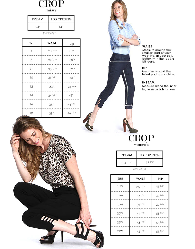 Petite Crop Pant with Real Pockets & Strap Hem Vents - Black
