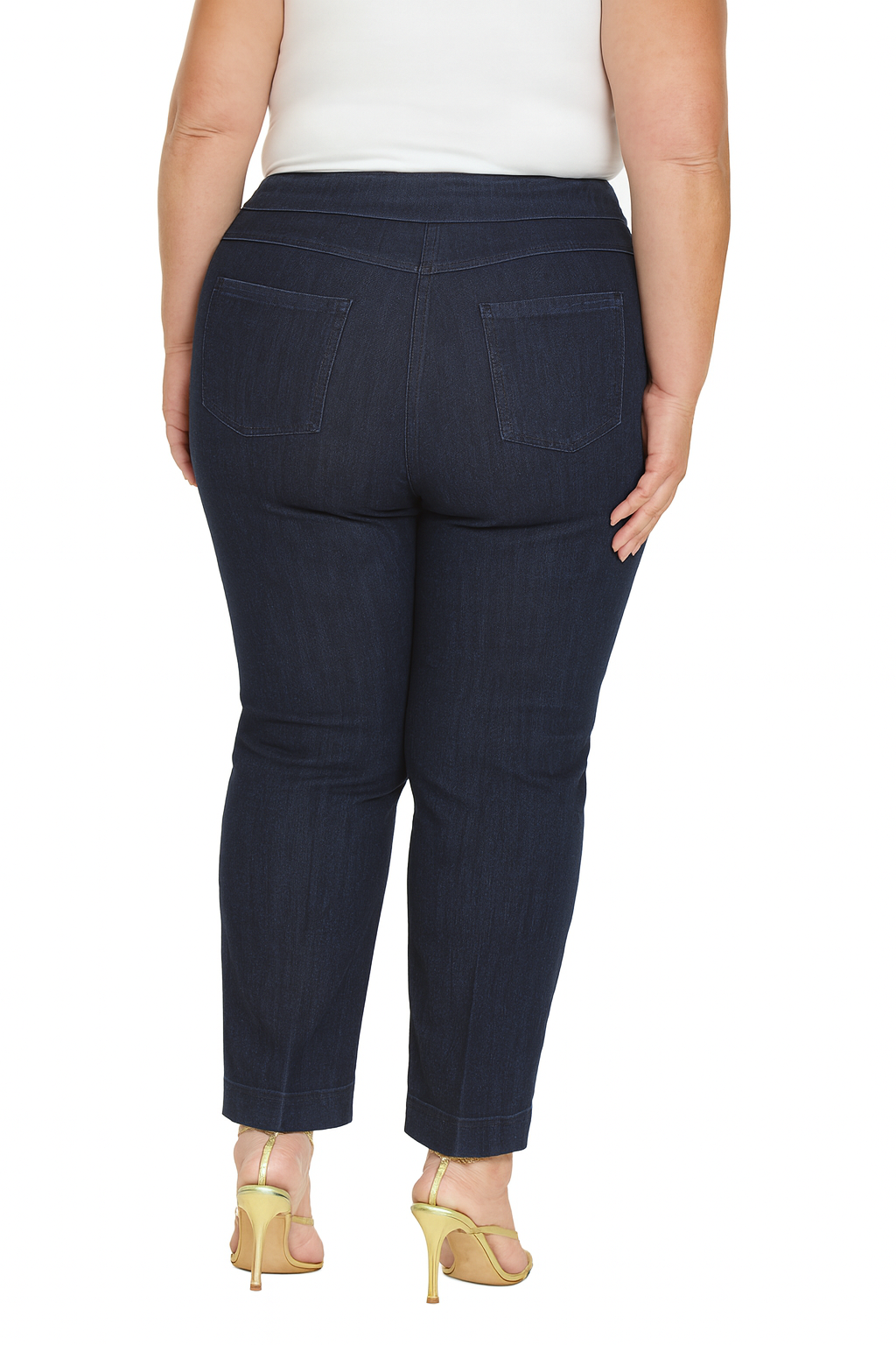 Plus Size Denim Ankle Jeans with Back Pockets