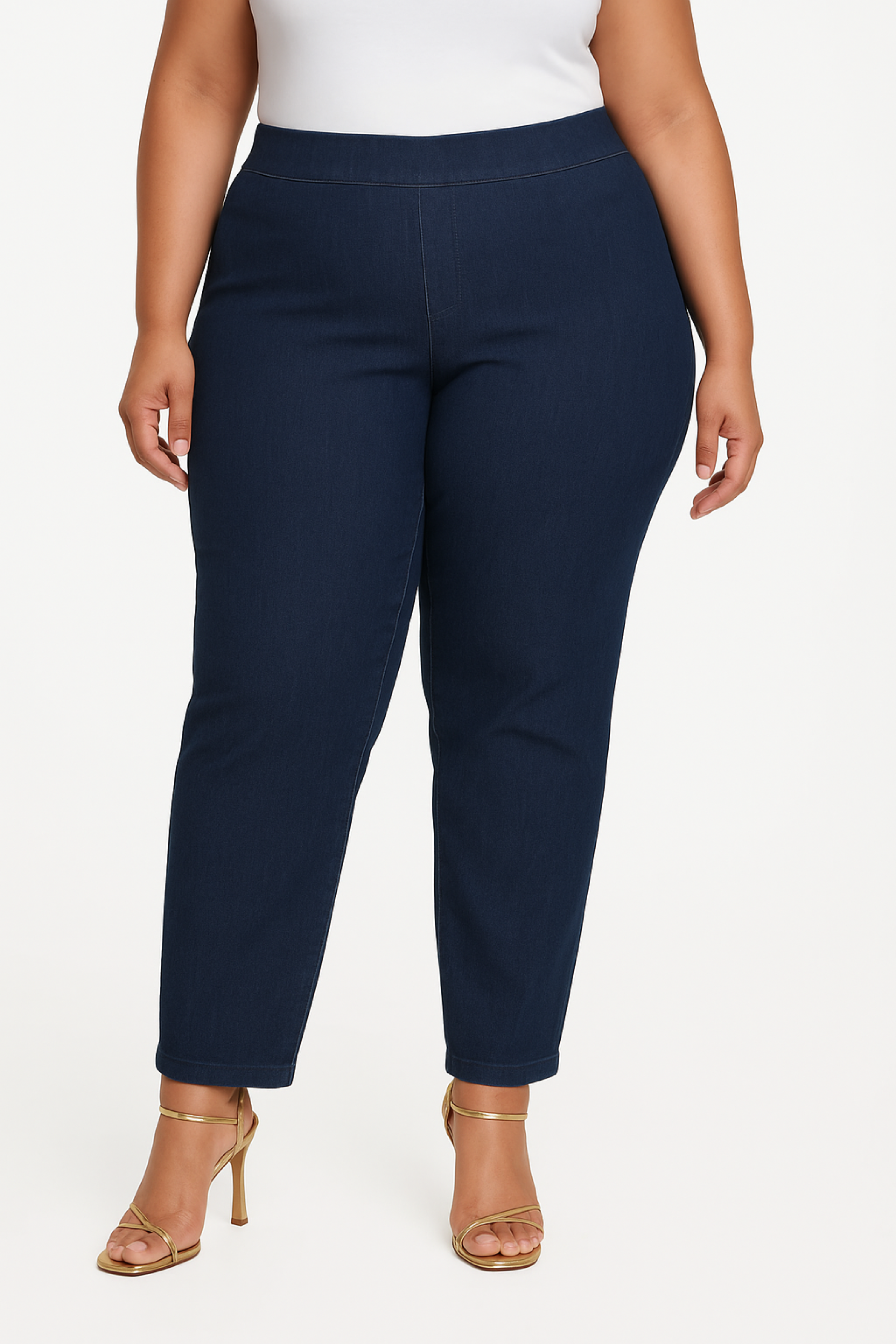 Plus Size Denim Ankle Jeans with Back Pockets