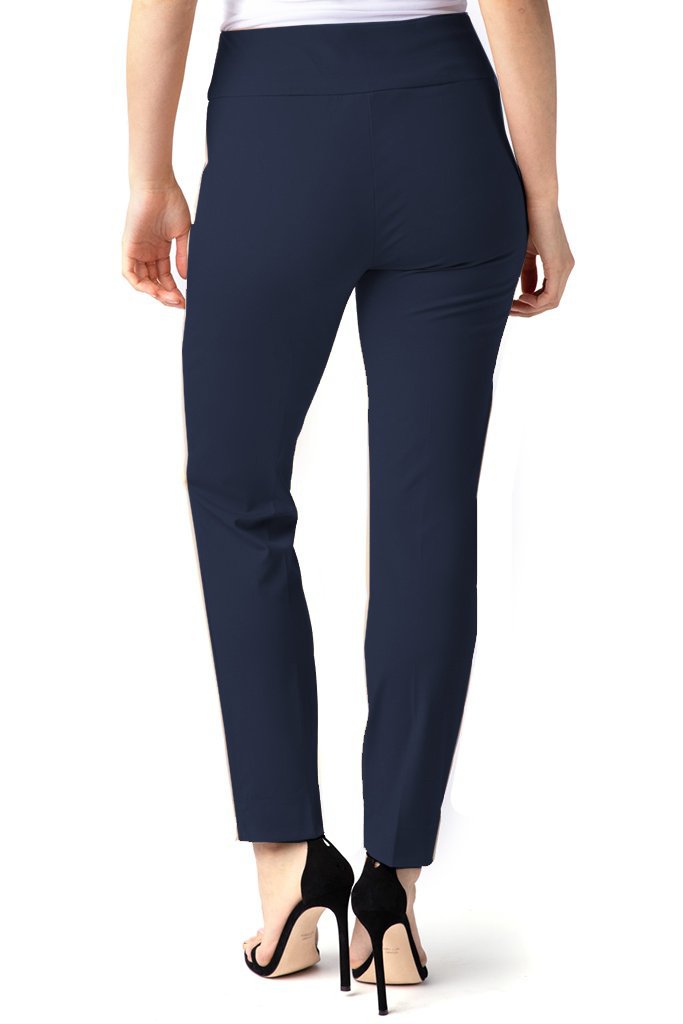 Plus Wide Band Elastic Waist Pull On Ankle Pant - Midnight