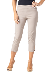 Petite Cropped Pants with Pockets and Strap Hem Vents - Stone