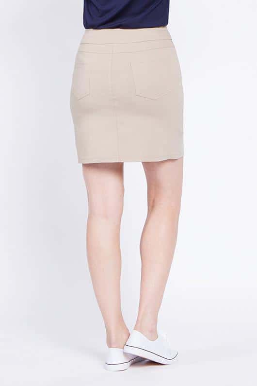Pull-On Solid Skort with Pockets - Stone