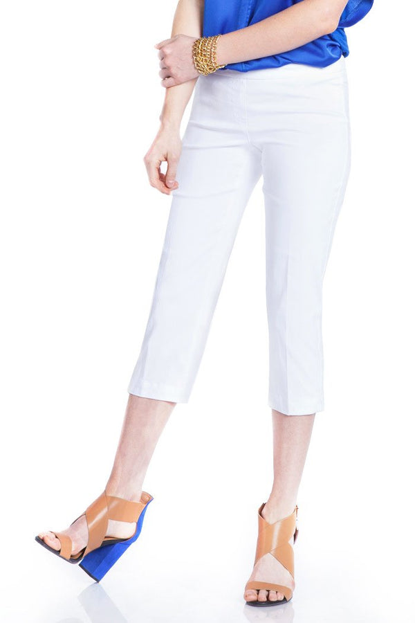 Pull On White Capri Pants With Pockets